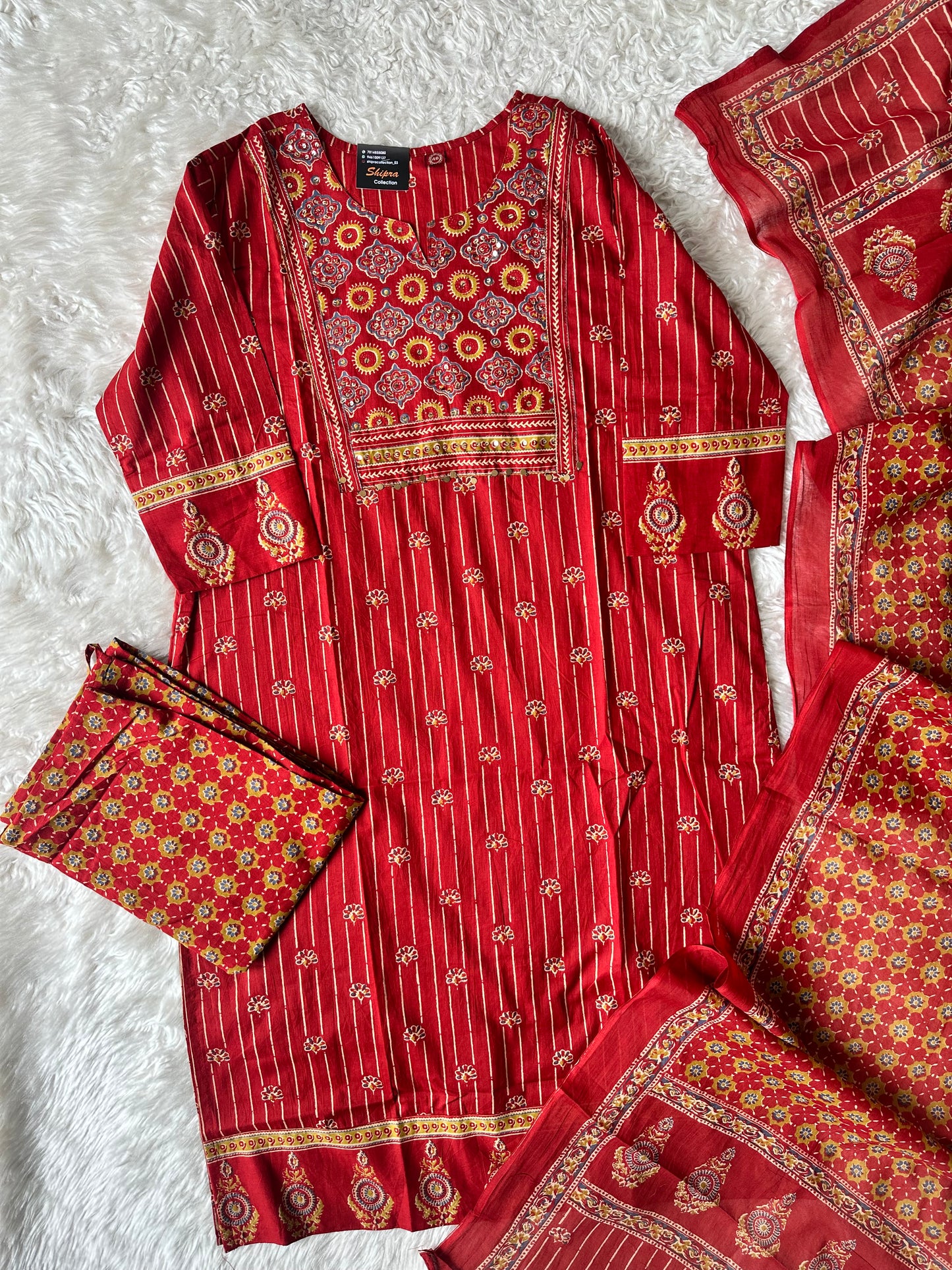 Pure Cotton Kurti Pant Plazo Dupatta Set