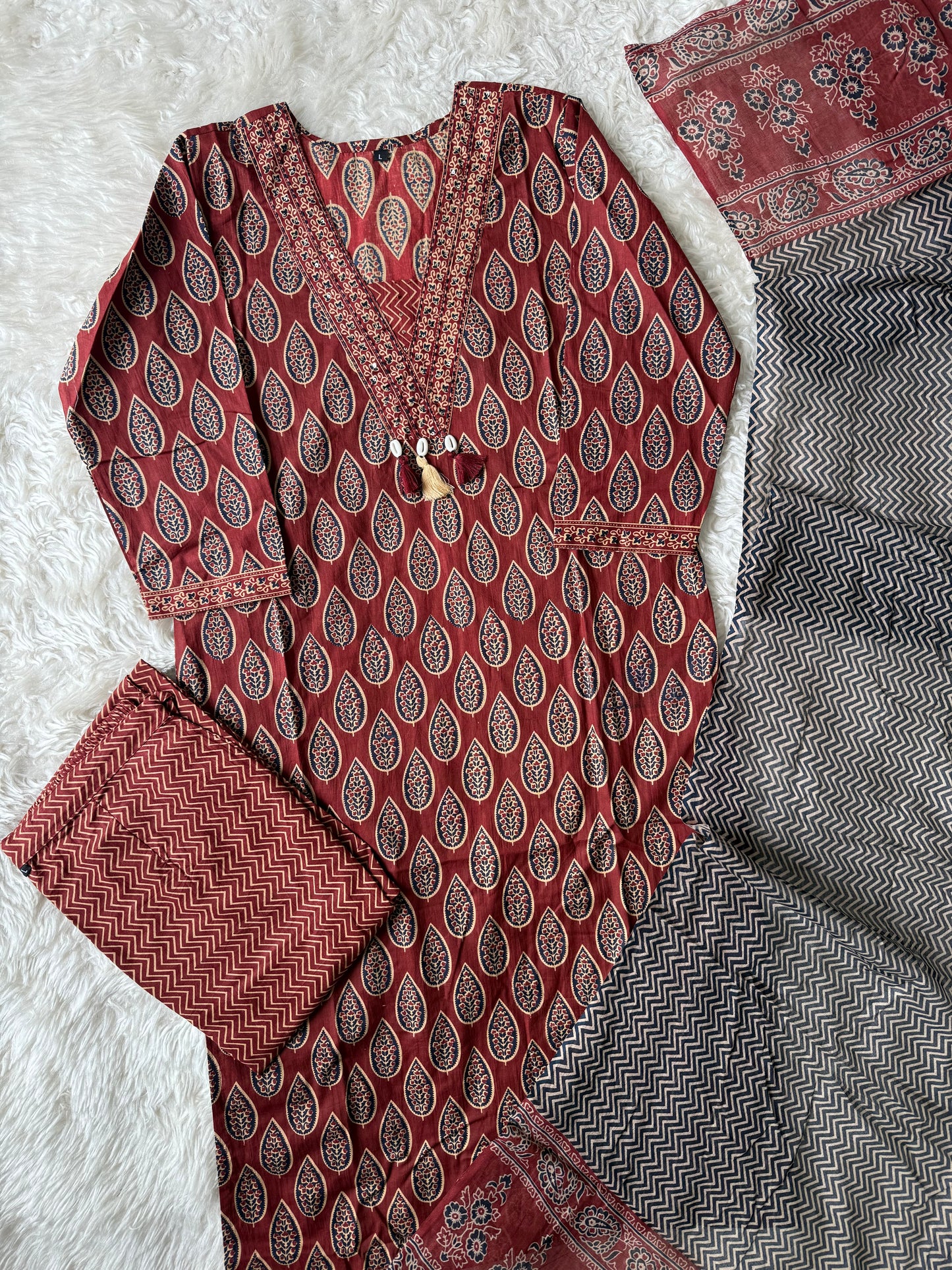 Pure Cotton Kurti Pant Dupatta Set