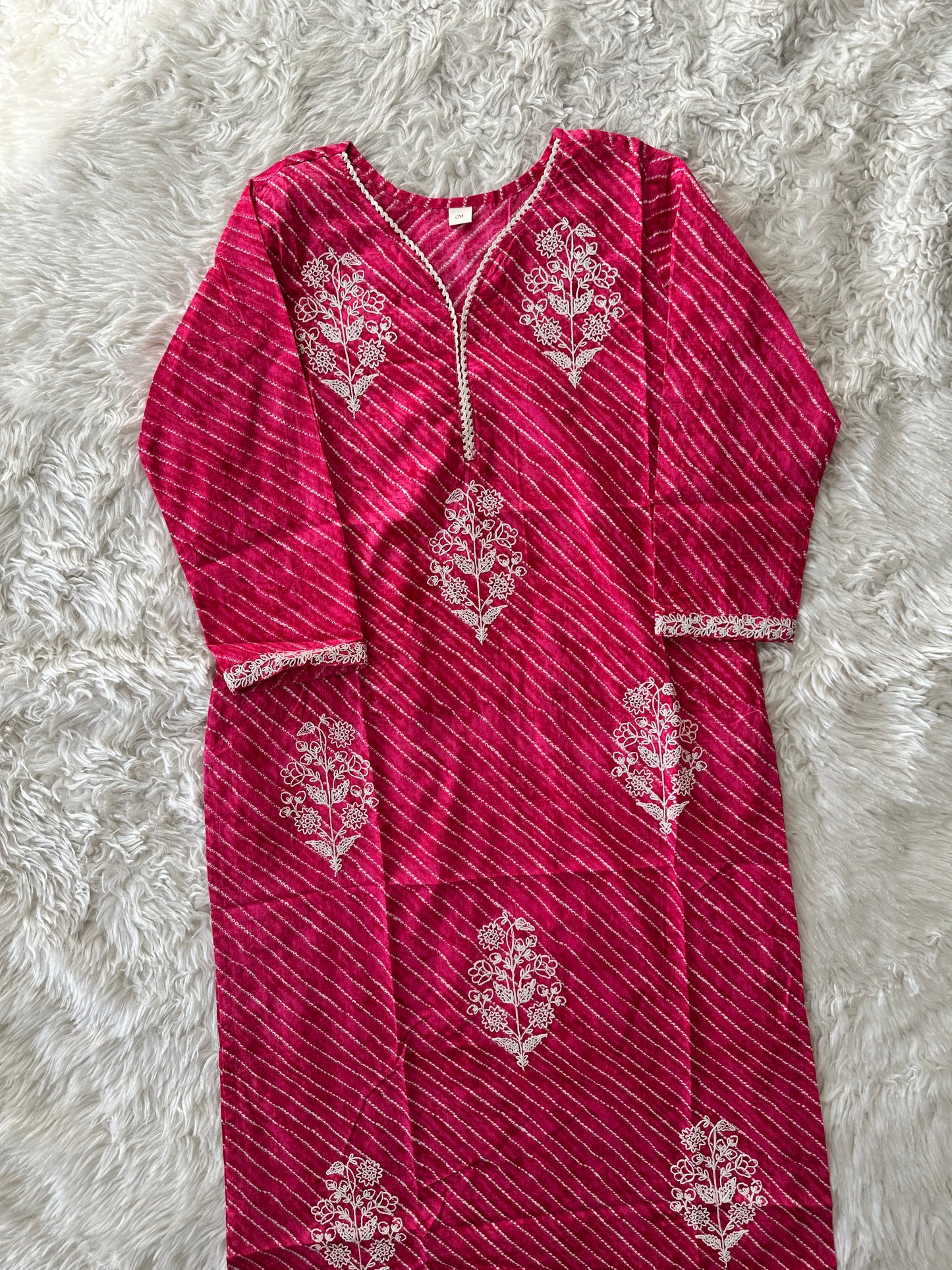 Premium Cotton Lehariya Thread Work Kurti
