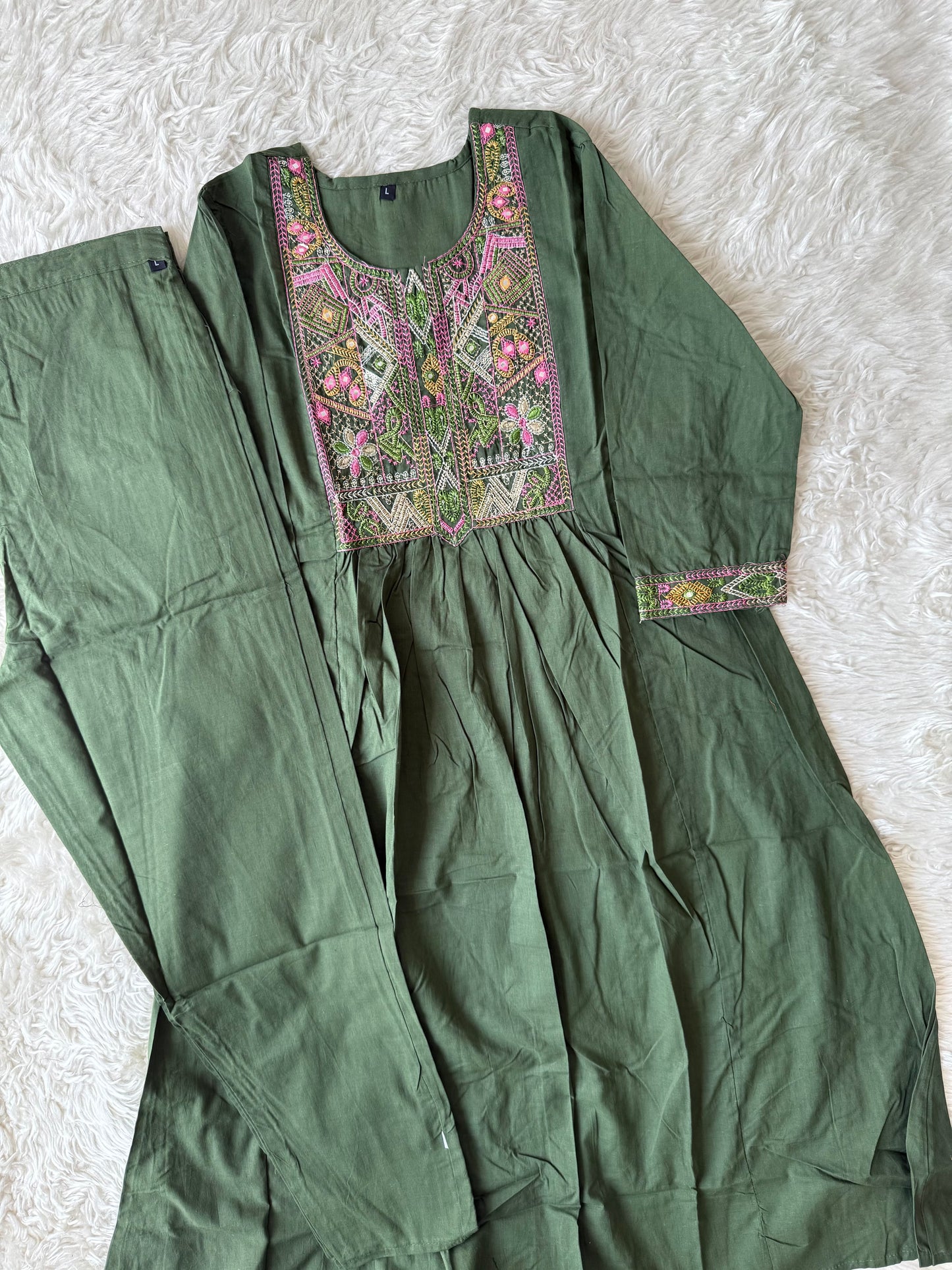 Cotton Flare Kurti Pant Set