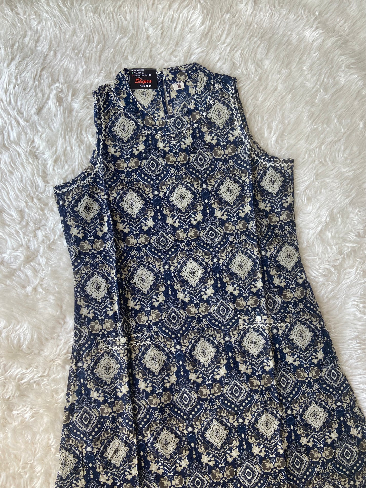 Pure Cotton Sleeveless Kurti Pant Set