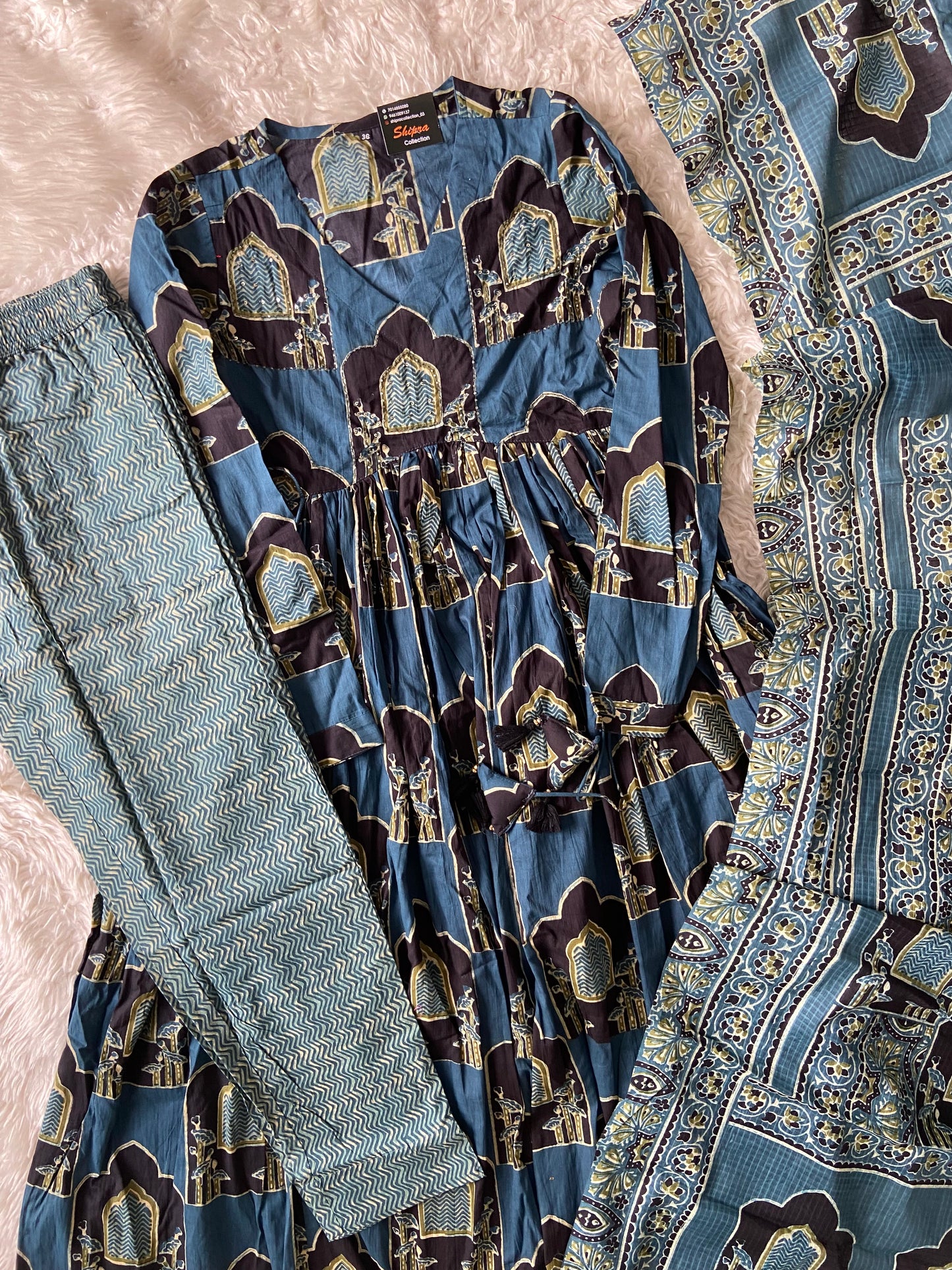 Premium Cotton Full Sleeves Kurti Pant Dupatta Set