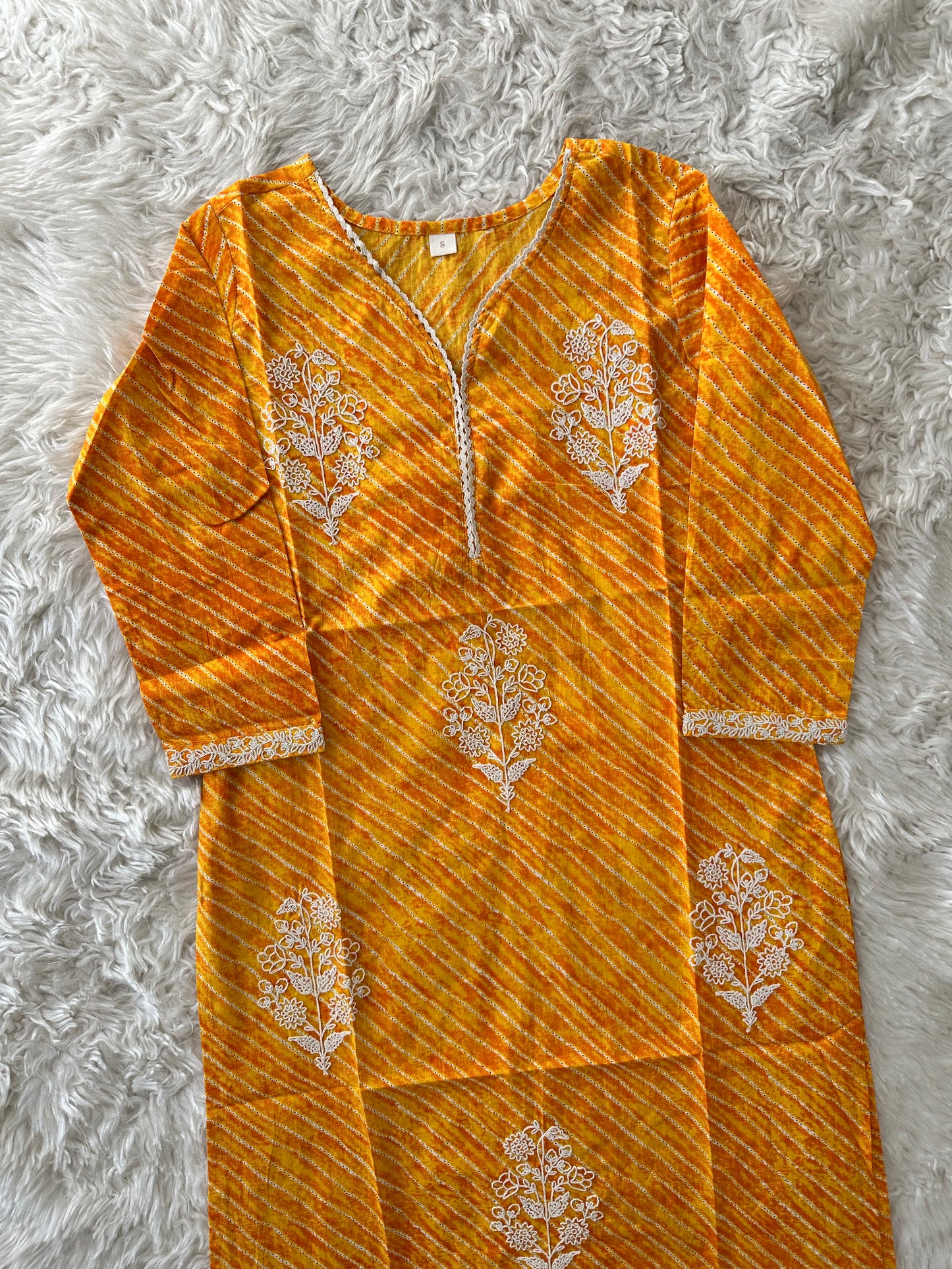 Premium Cotton Lehariya Thread Work Kurti