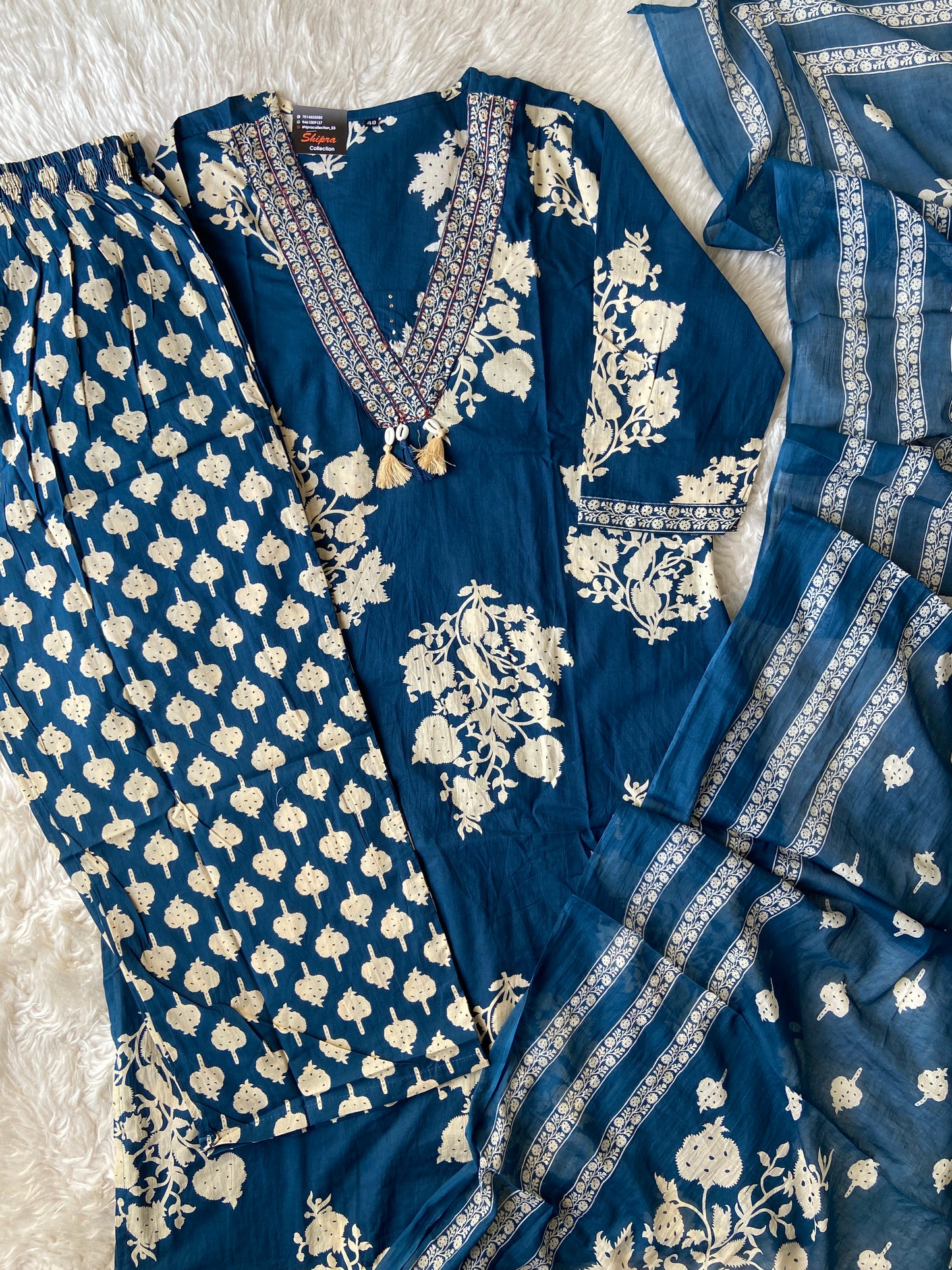 Pure Cotton Kurti Pant Dupatta Set