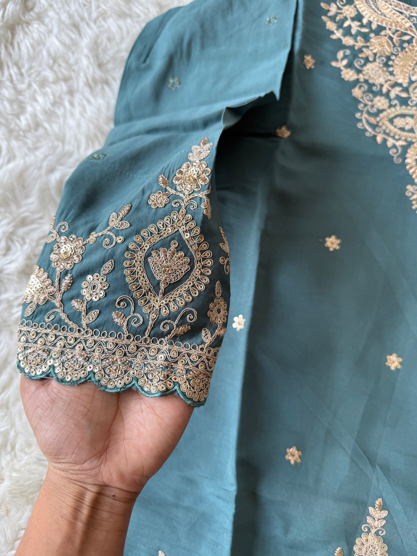 Muslin Silk Kurti Sharara Dupatta Set