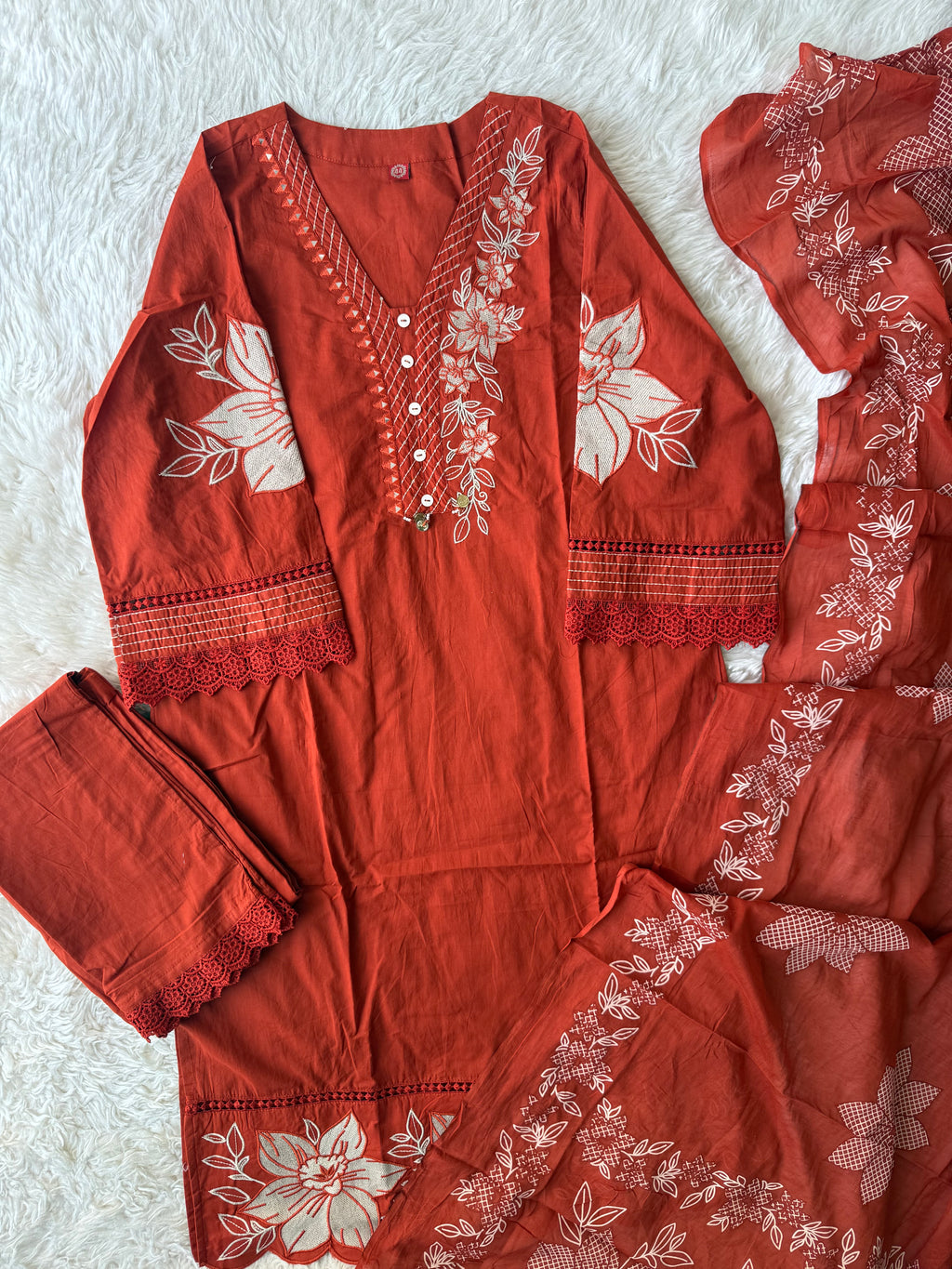 Pure Cotton Kurti Pant Dupatta Set