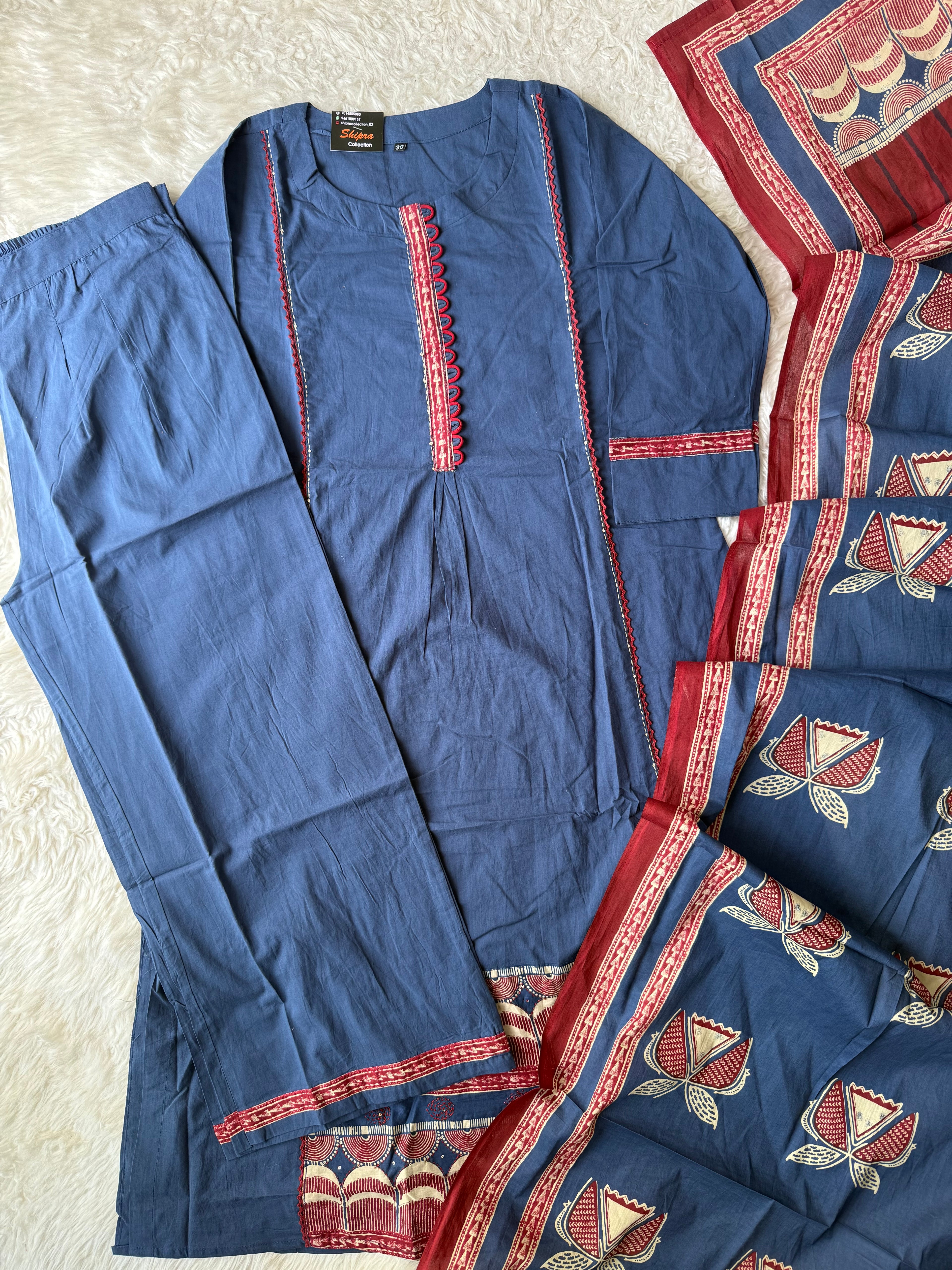 Premium Cotton Kurti Pant Dupatta Set