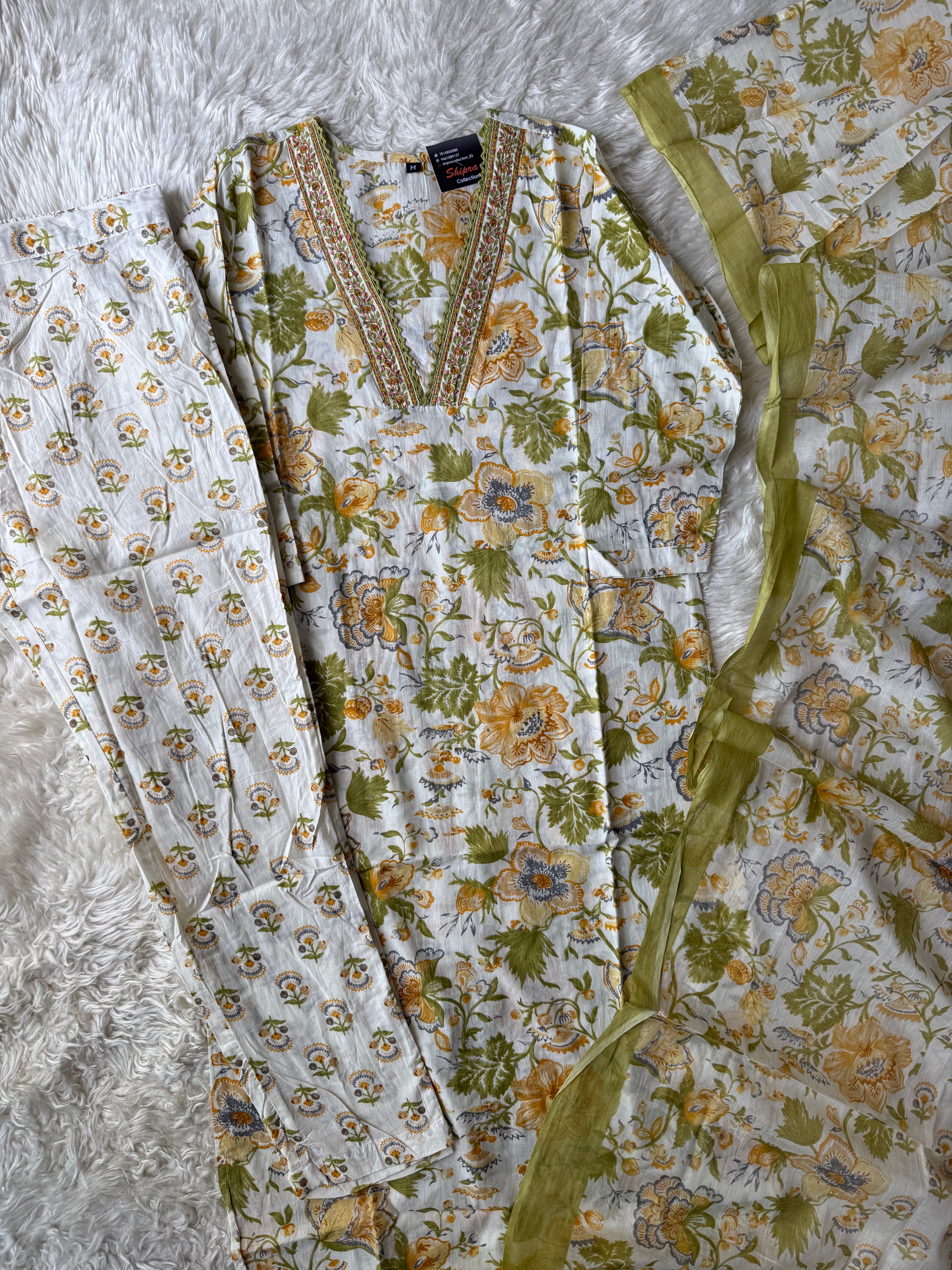 Soothing Print Kurti Pant Dupatta Set