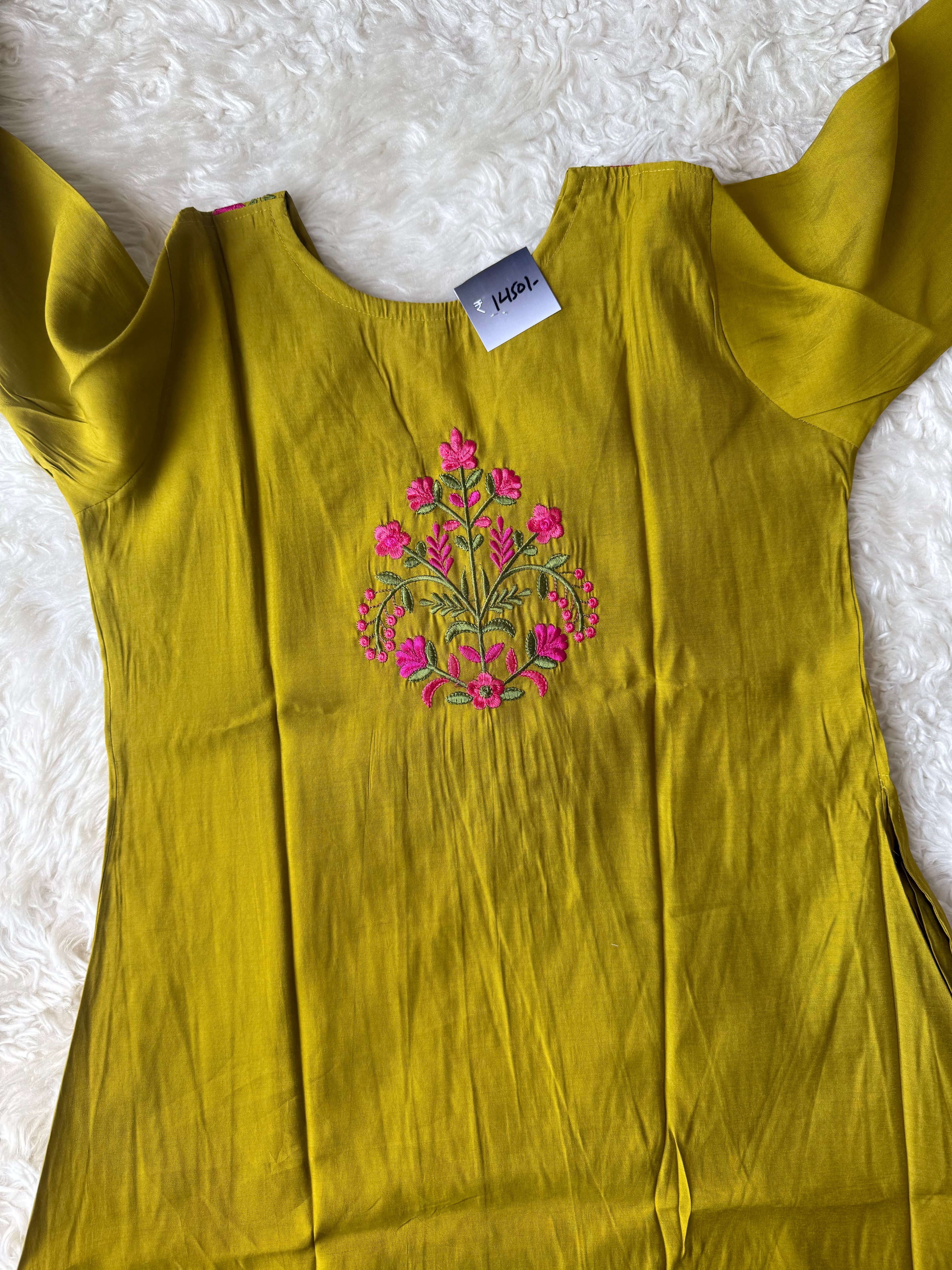 Pure Muslin Silk Kurti Plazo Set