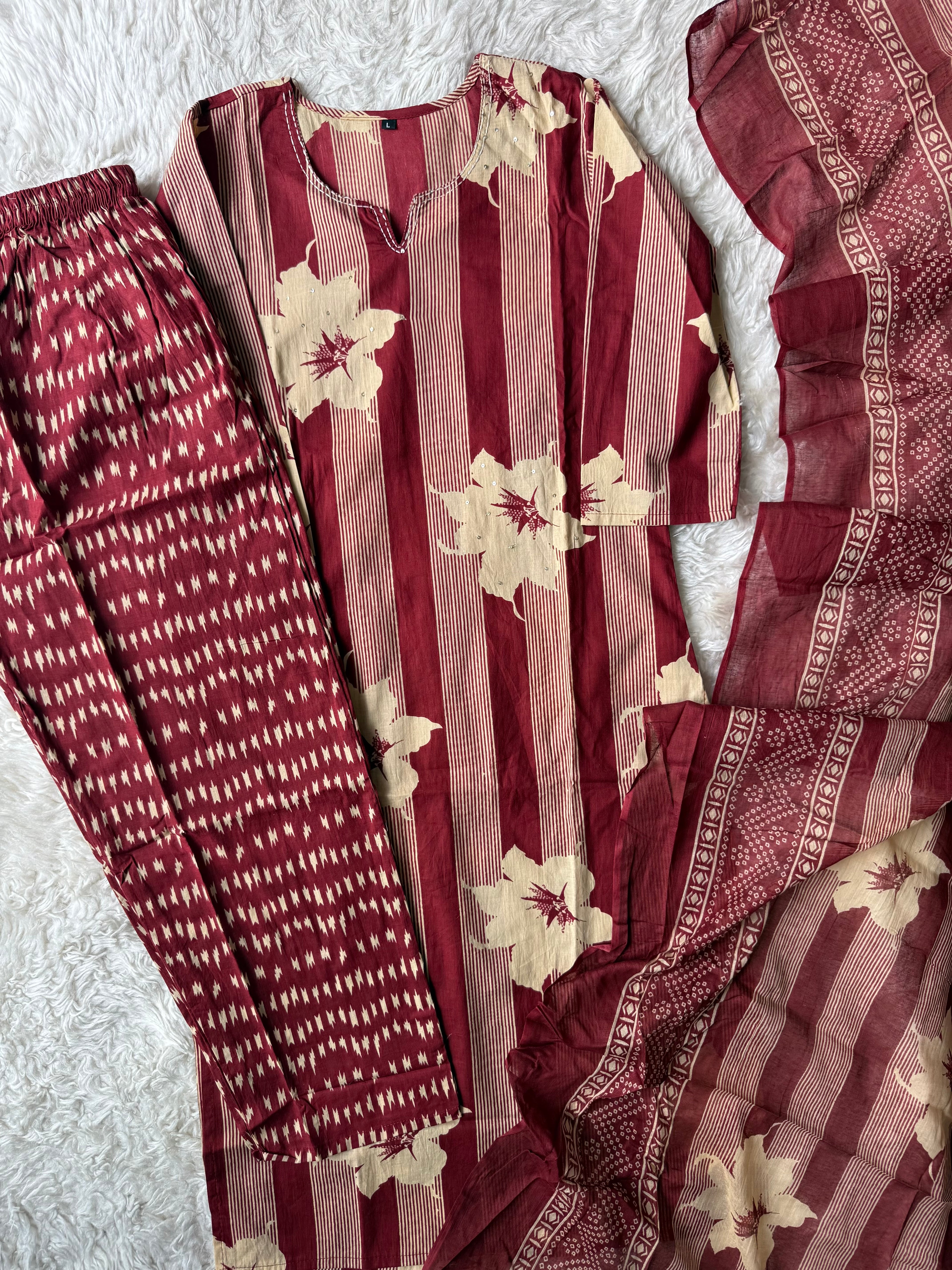 Budget Friendly Kurti Pant Dupatta Set