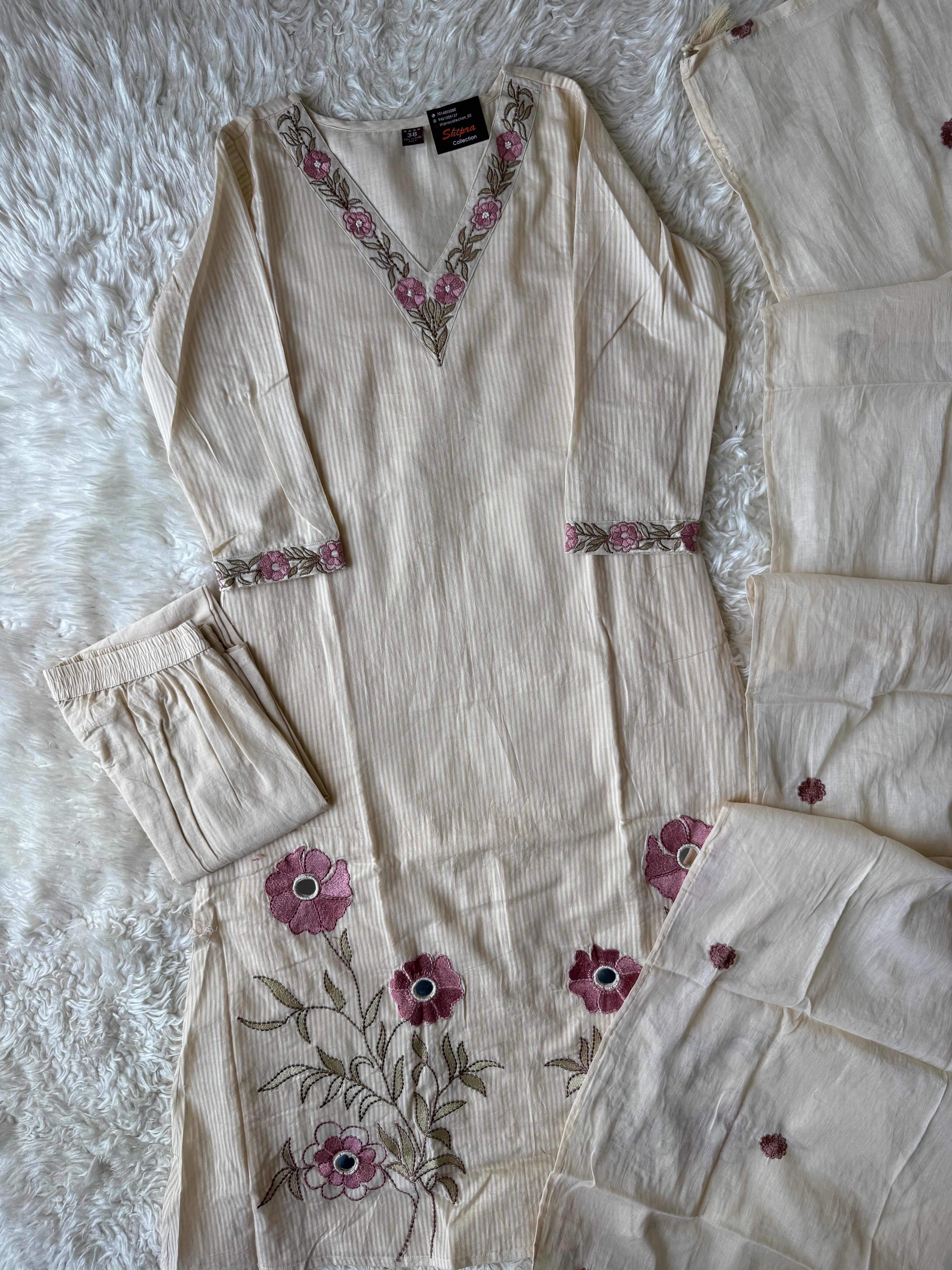 Mul Cotton Kurti Pant Dupatta Set