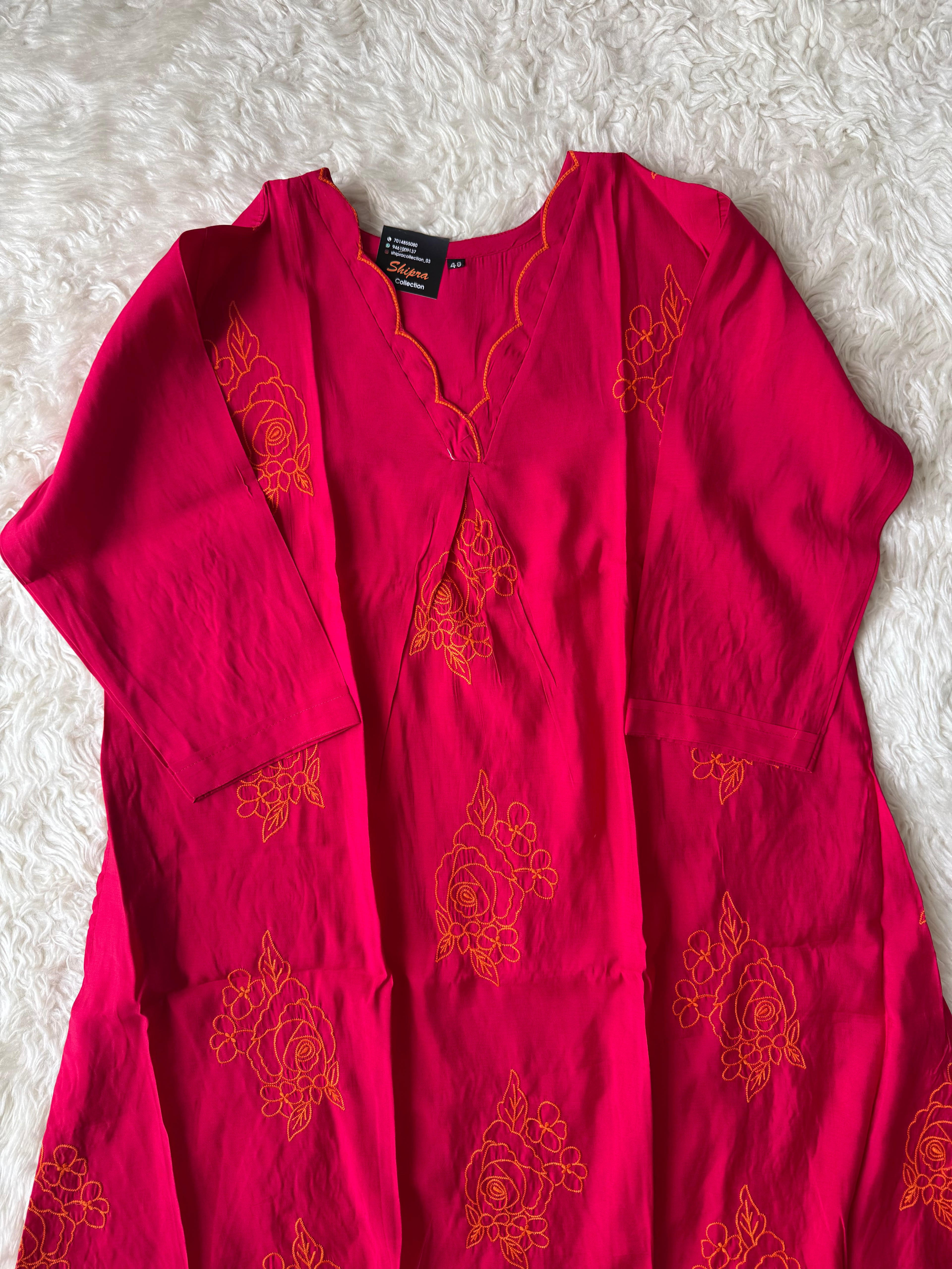 “ Plus Size” Muslin Silk Kurti Pant Dupatta Set
