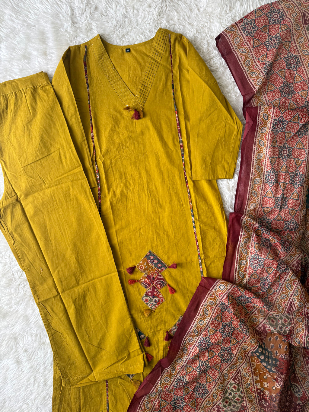 Pure Cotton Aline Kurti Plazo Dupatta Set
