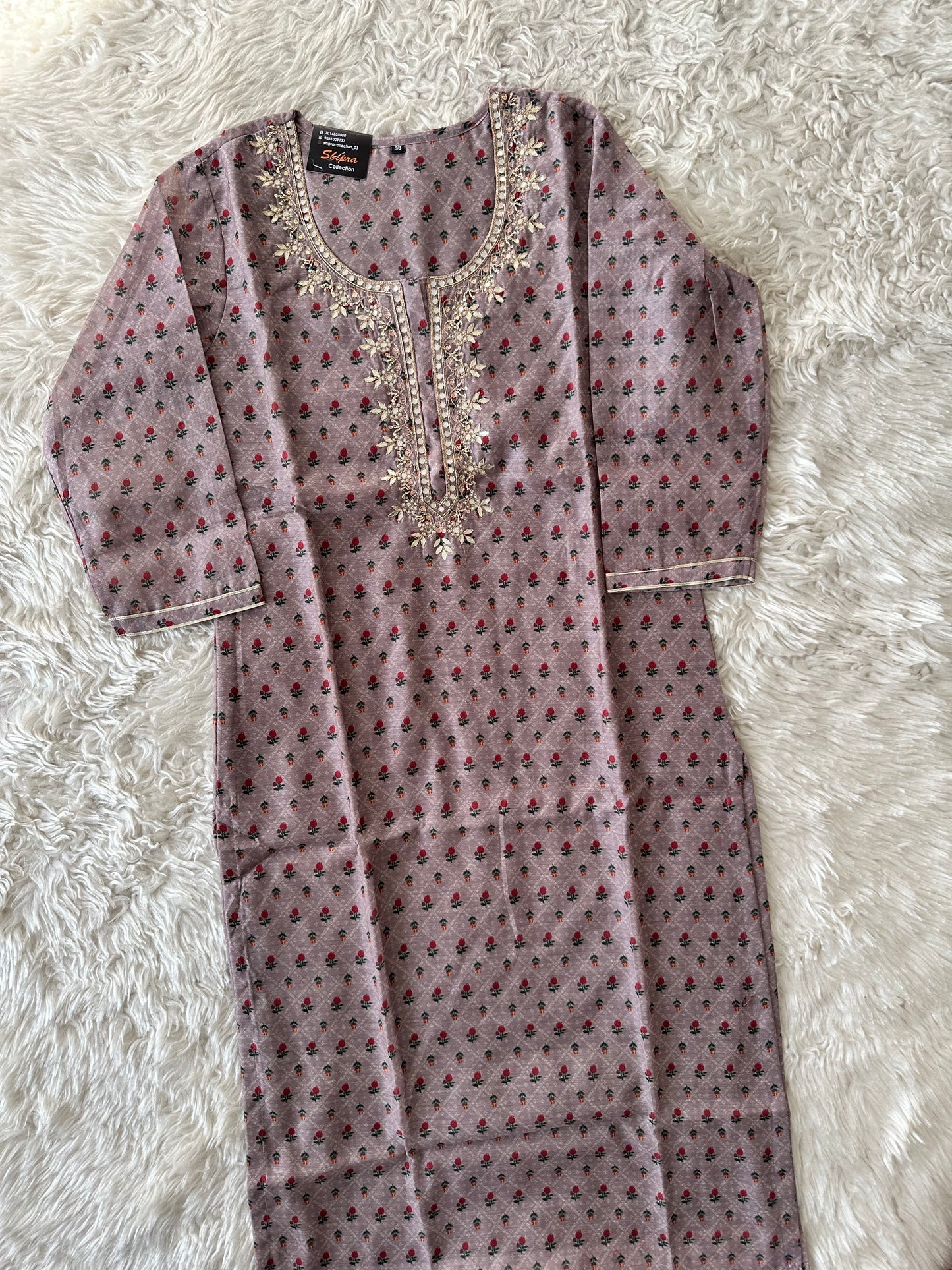 Chanderi Silk Kurti Pant Dupatta Set