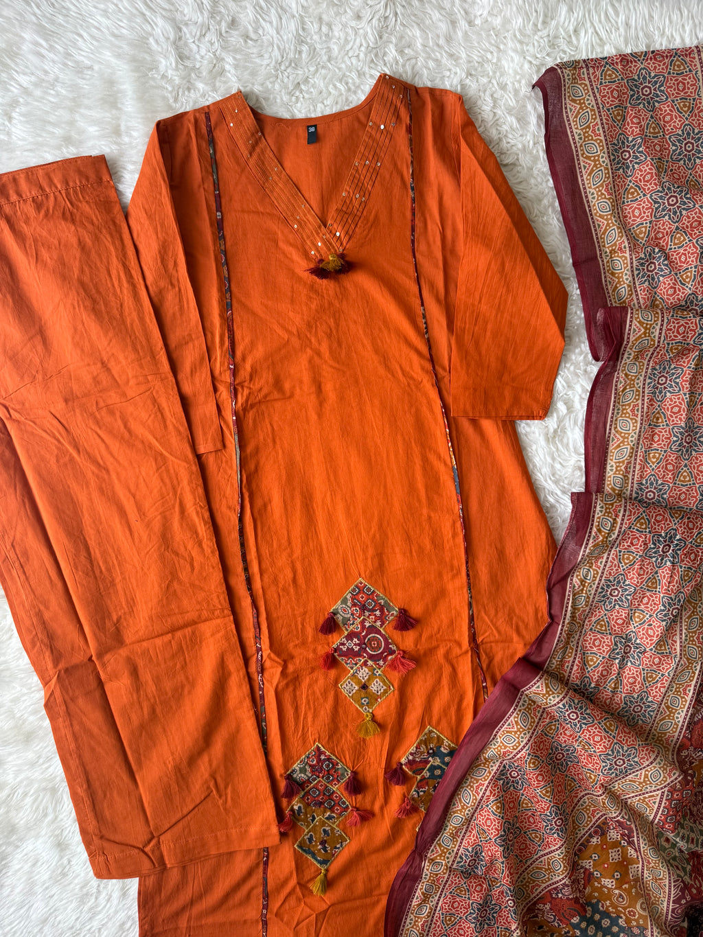 Pure Cotton Aline Kurti Plazo Dupatta Set