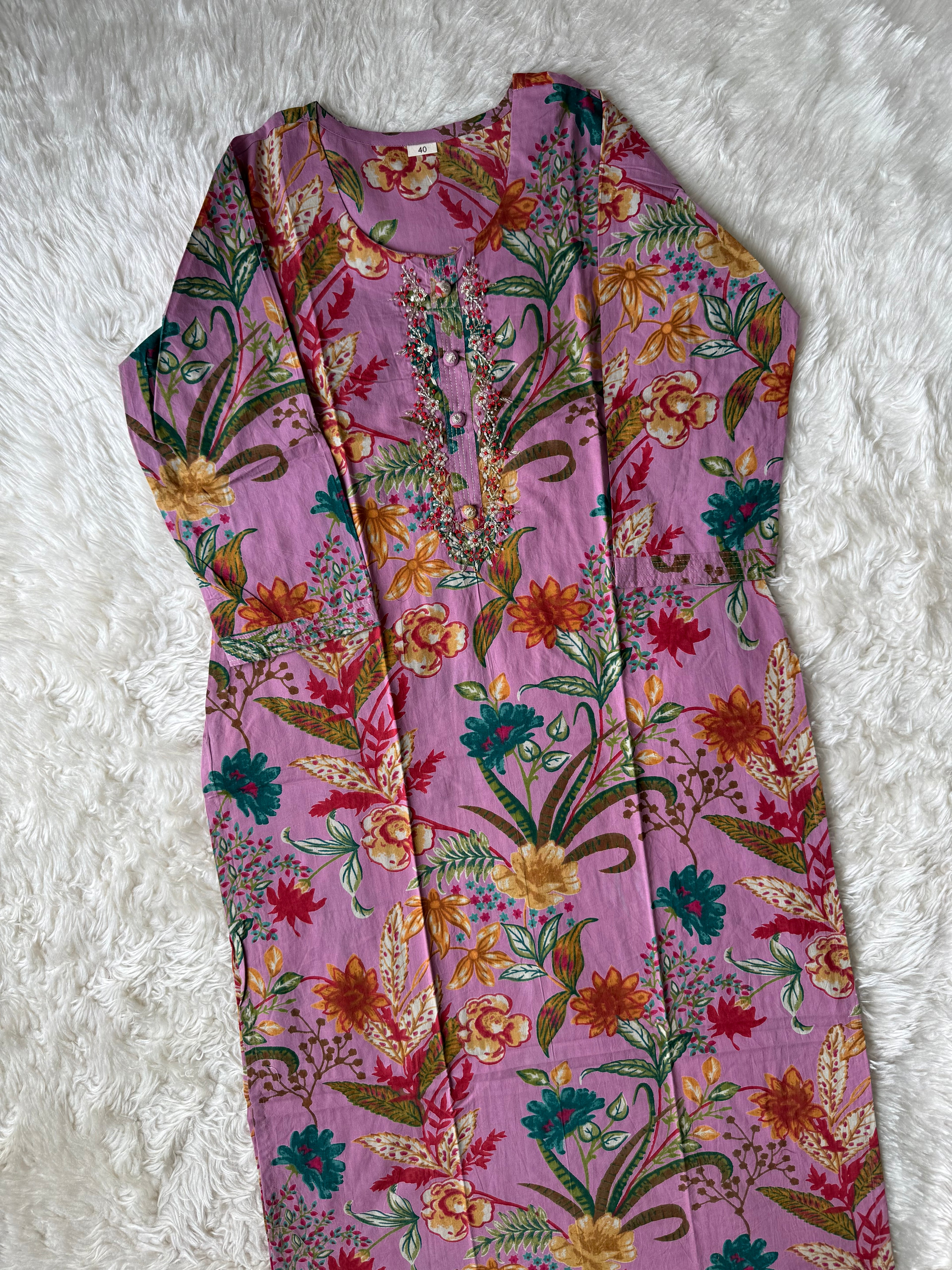 Breathable Cotton Kurti Pant Cotton Dupatta Set