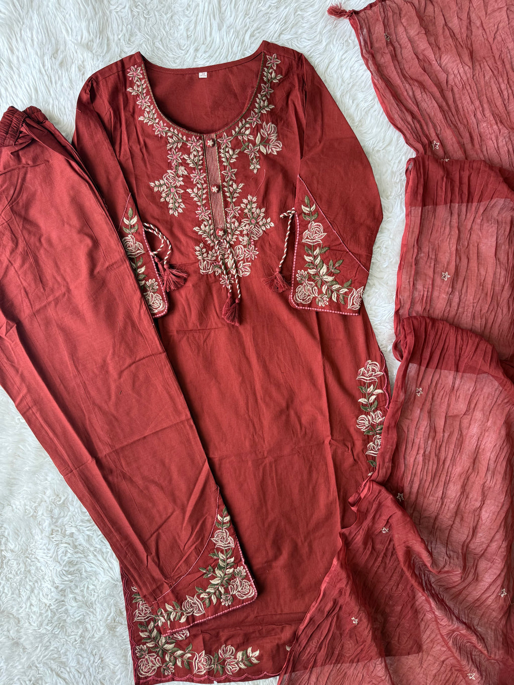 Premium Cotton Kurti Pant Dupatta Set