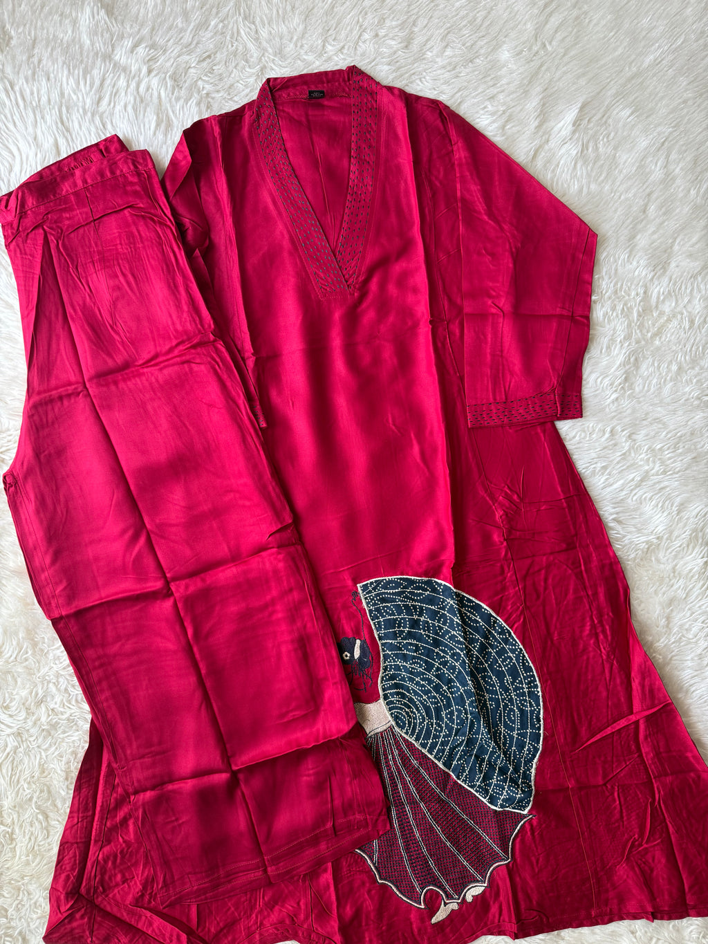 “Plus Size” Gazi Silk Kurti Plazo Set