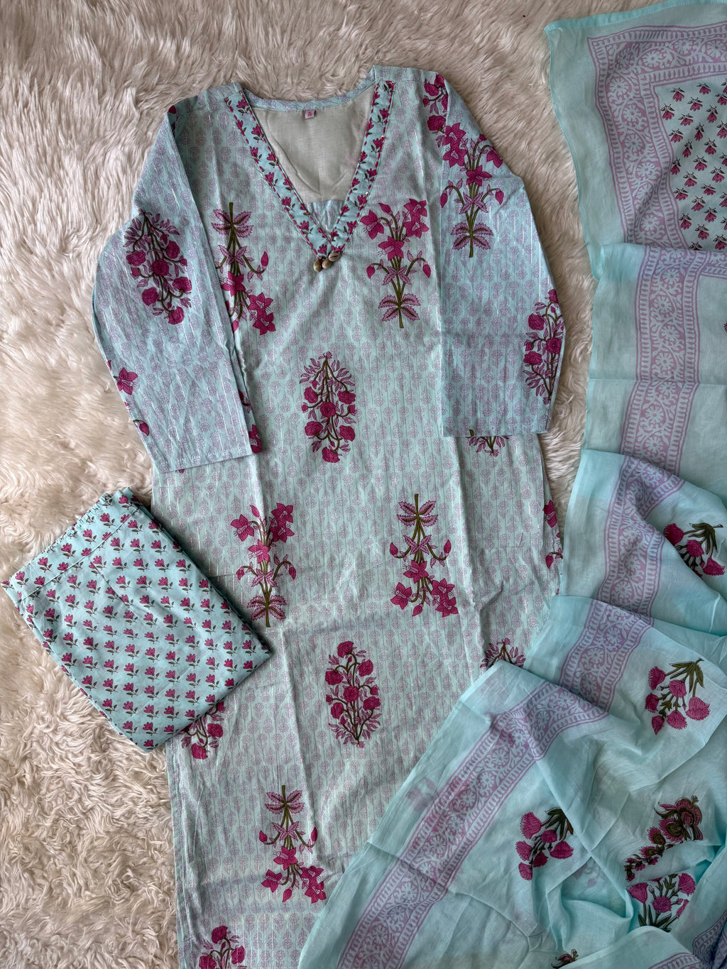 Premium Cotton Kurti Pant Dupatta Set