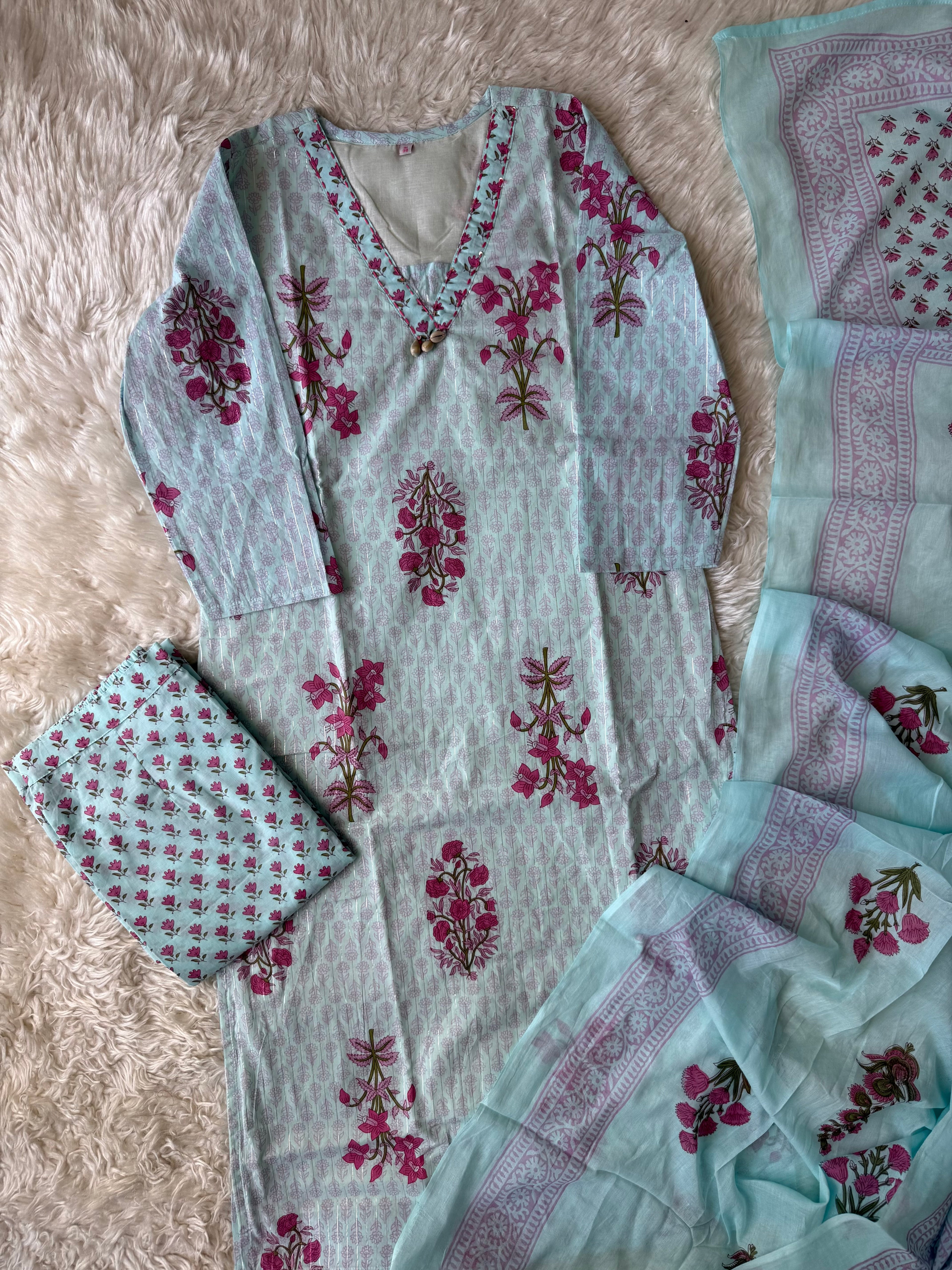 Premium Cotton Kurti Pant Dupatta Set