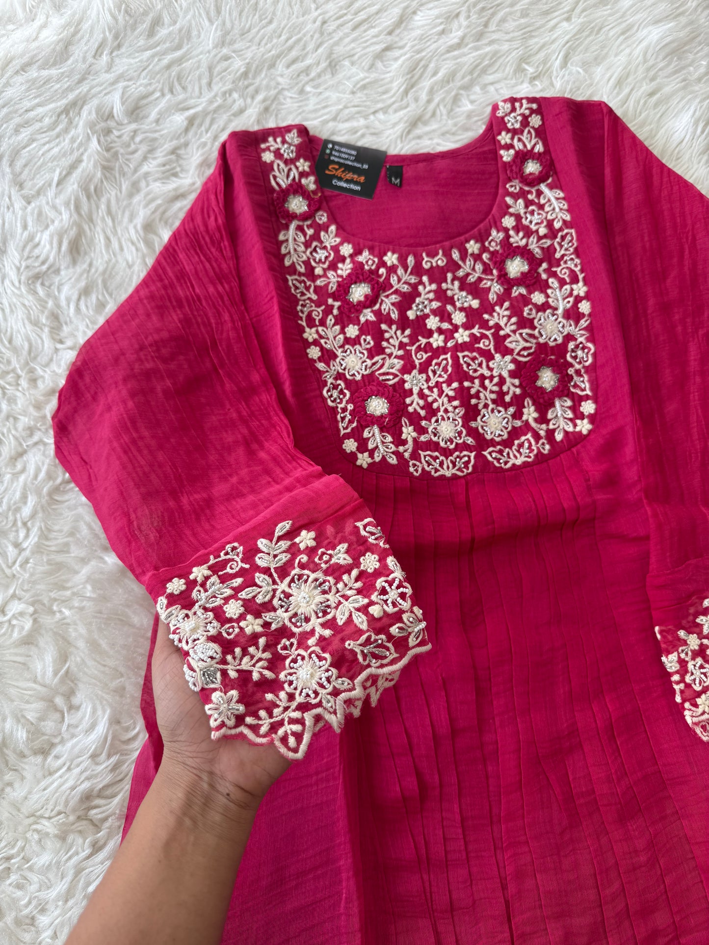 Mul Chanderi Kurti Pant Dupatta Set