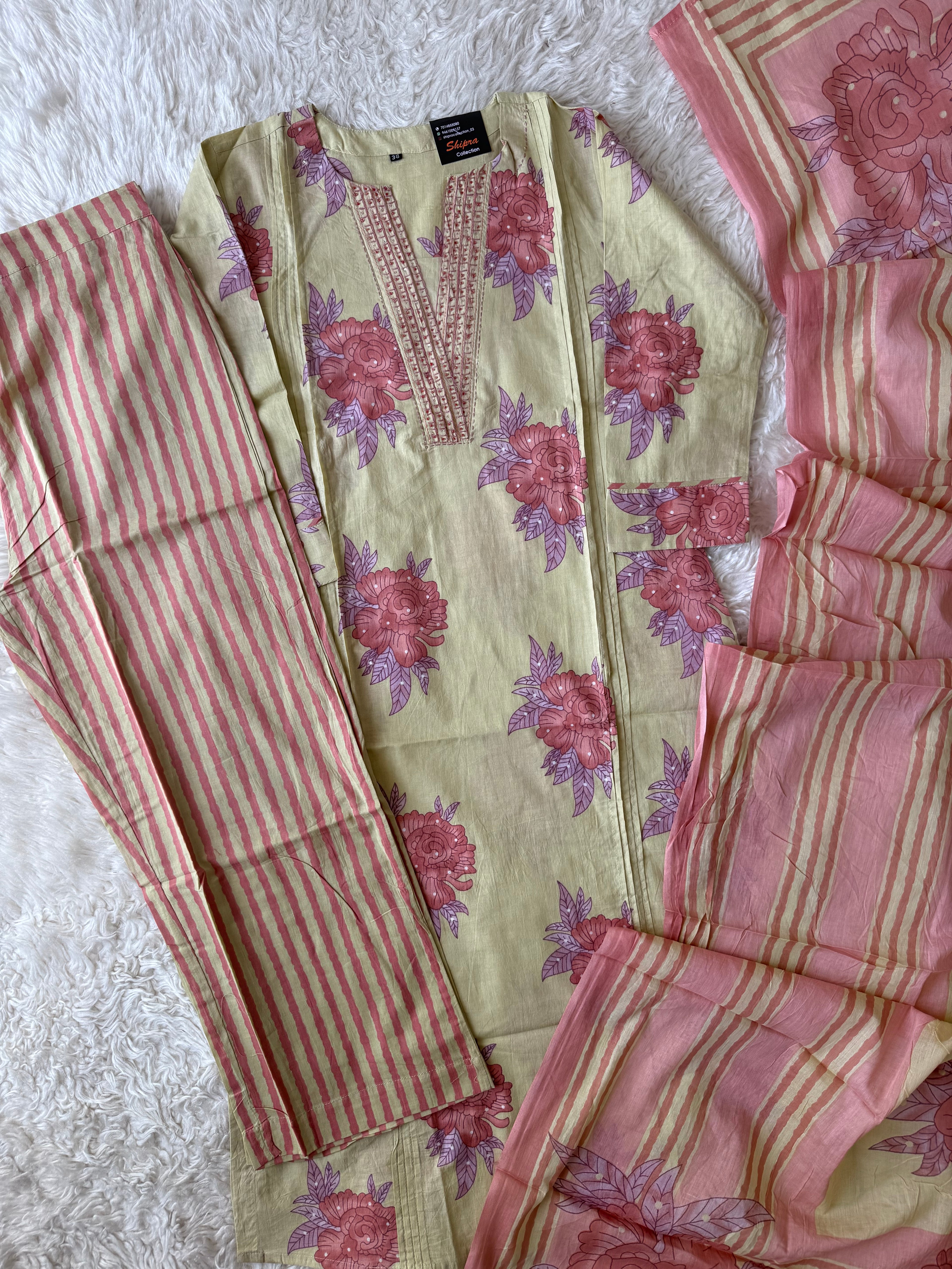 Premium Cotton Kurti Pant Dupatta Set