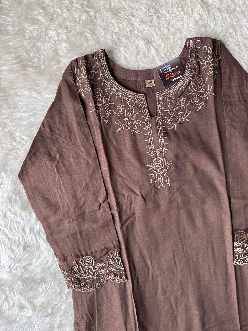 Mul Chanderi Kurti Pant Dupatta Set
