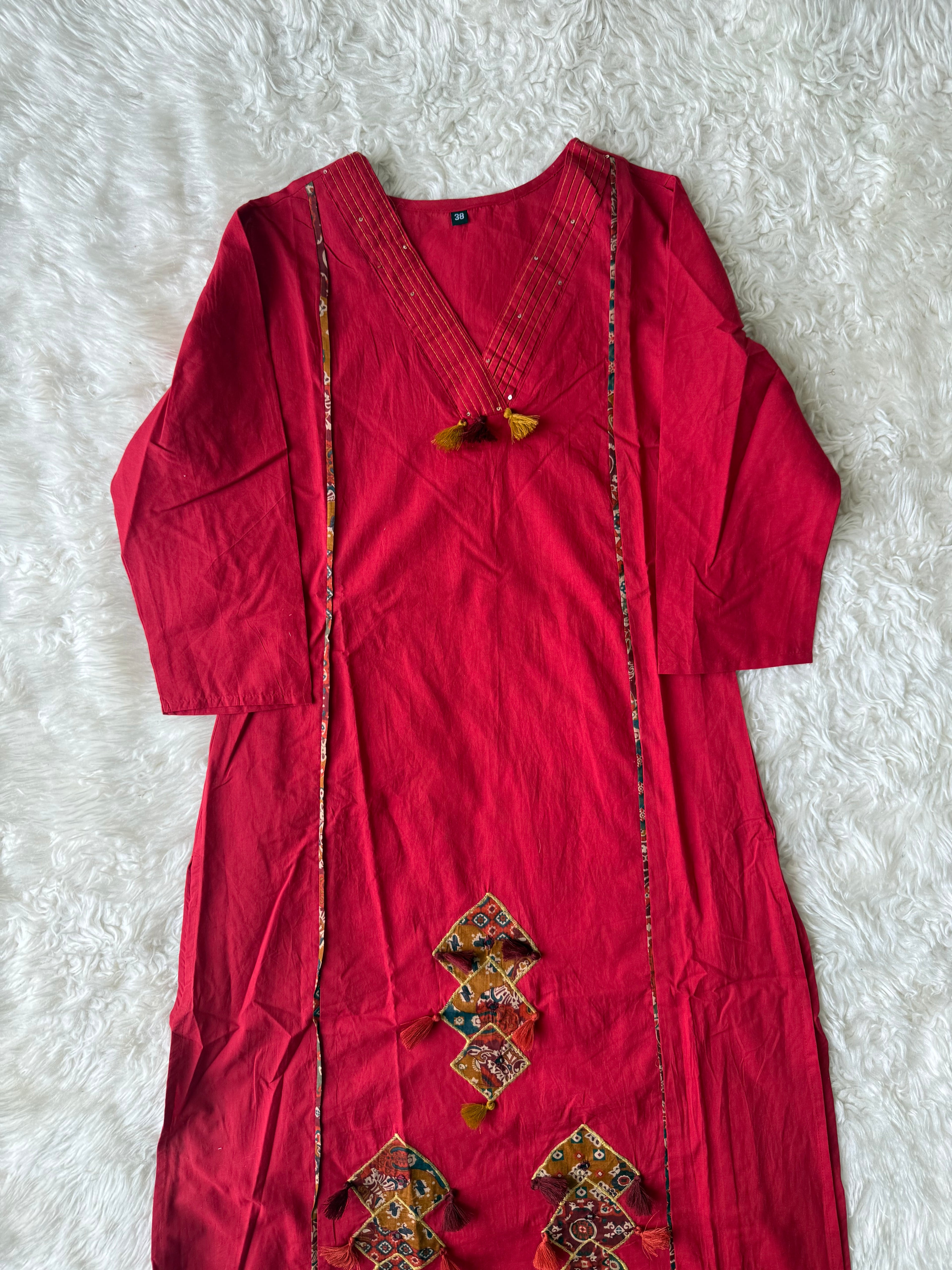 Pure Cotton Aline Kurti Plazo Dupatta Set