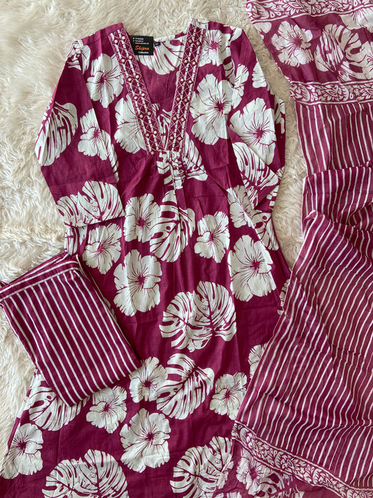 Budget Friendly FLARE Kurti Pant Dupatta Set