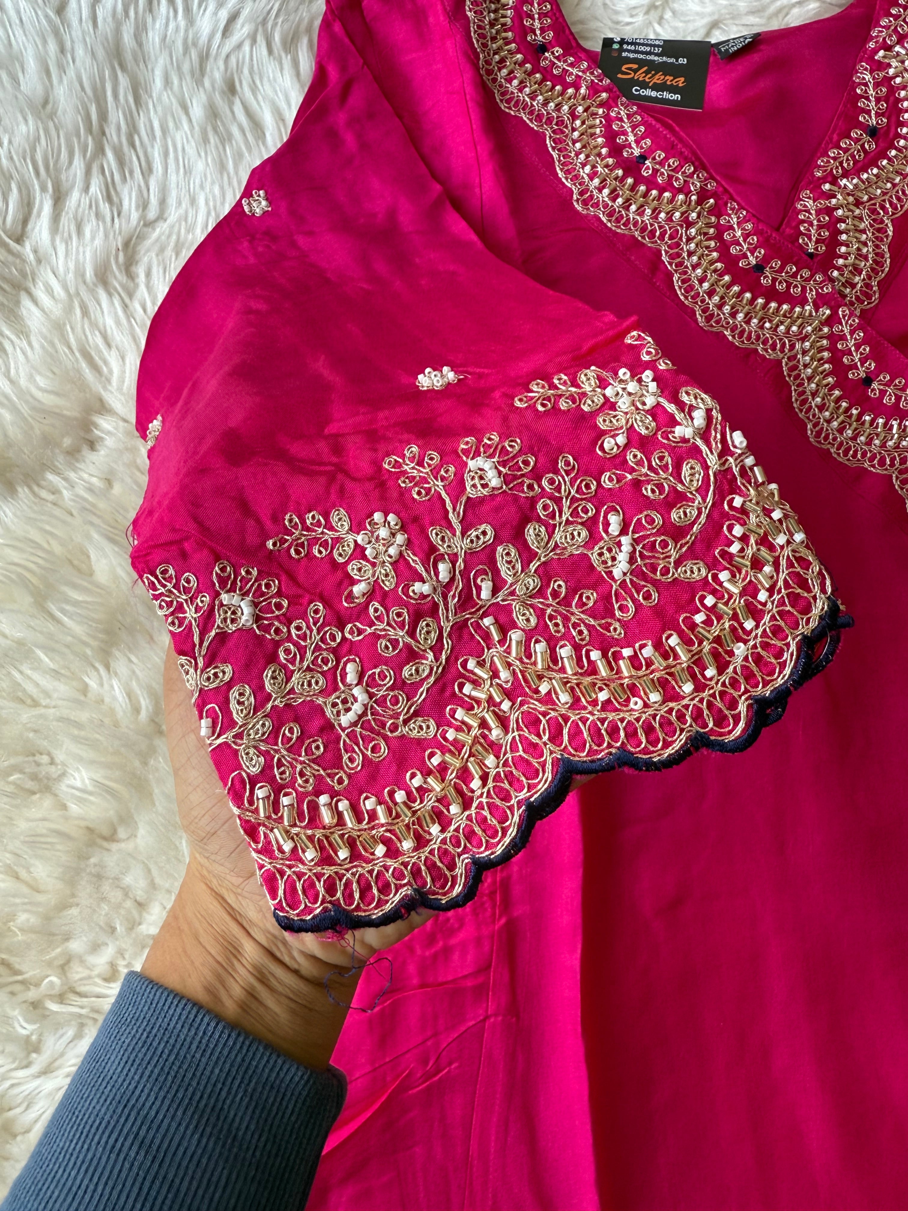 Russian Silk Kurti Pant Dupatta Set