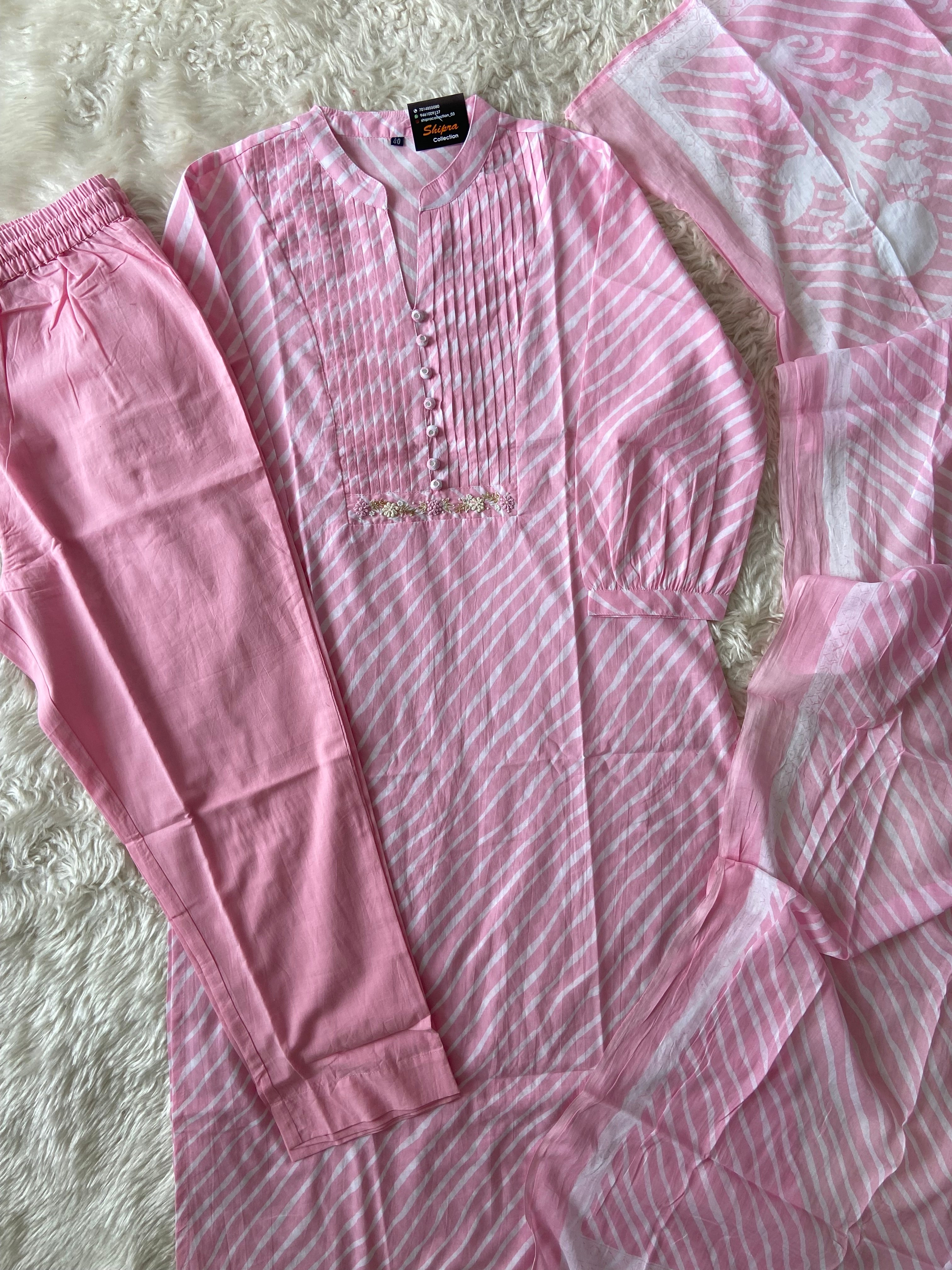 Premium Cotton Kurti Pant Dupatta Set