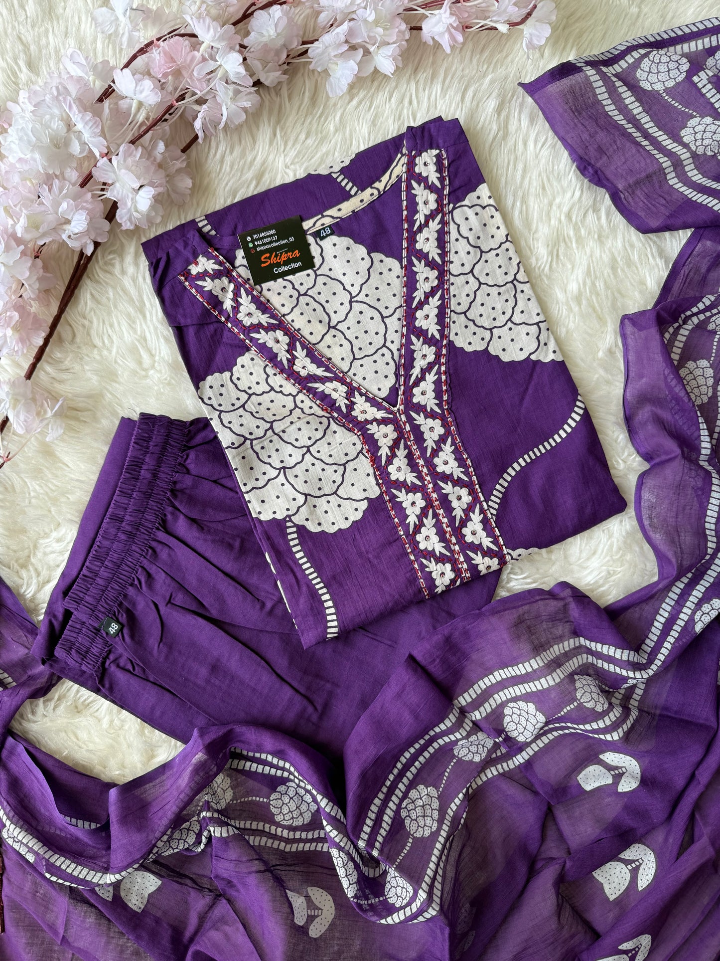 Pure Cotton Kurti Pant Dupatta Set