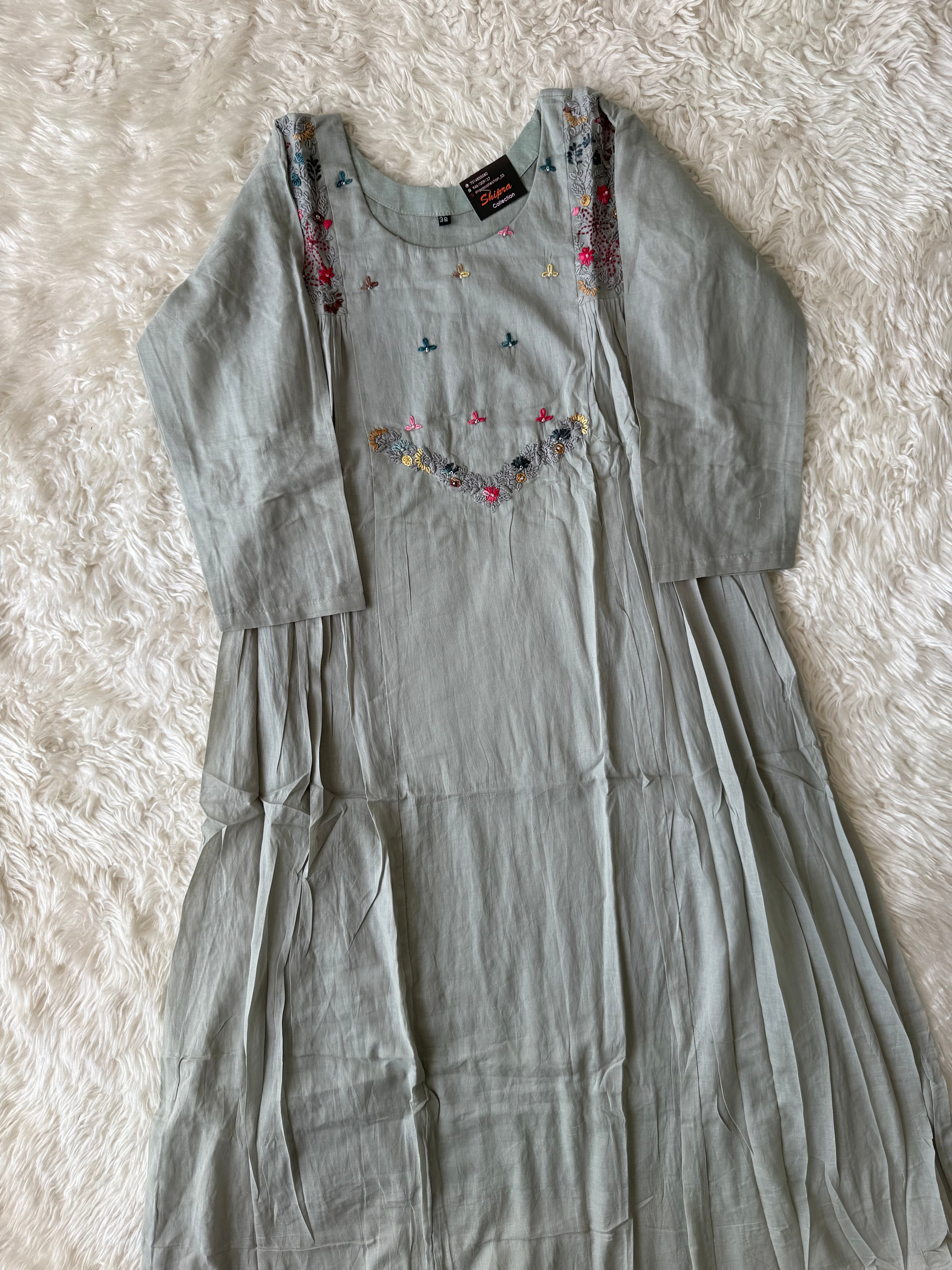 Mul Chanderi Kurti Pant Dupatta Set