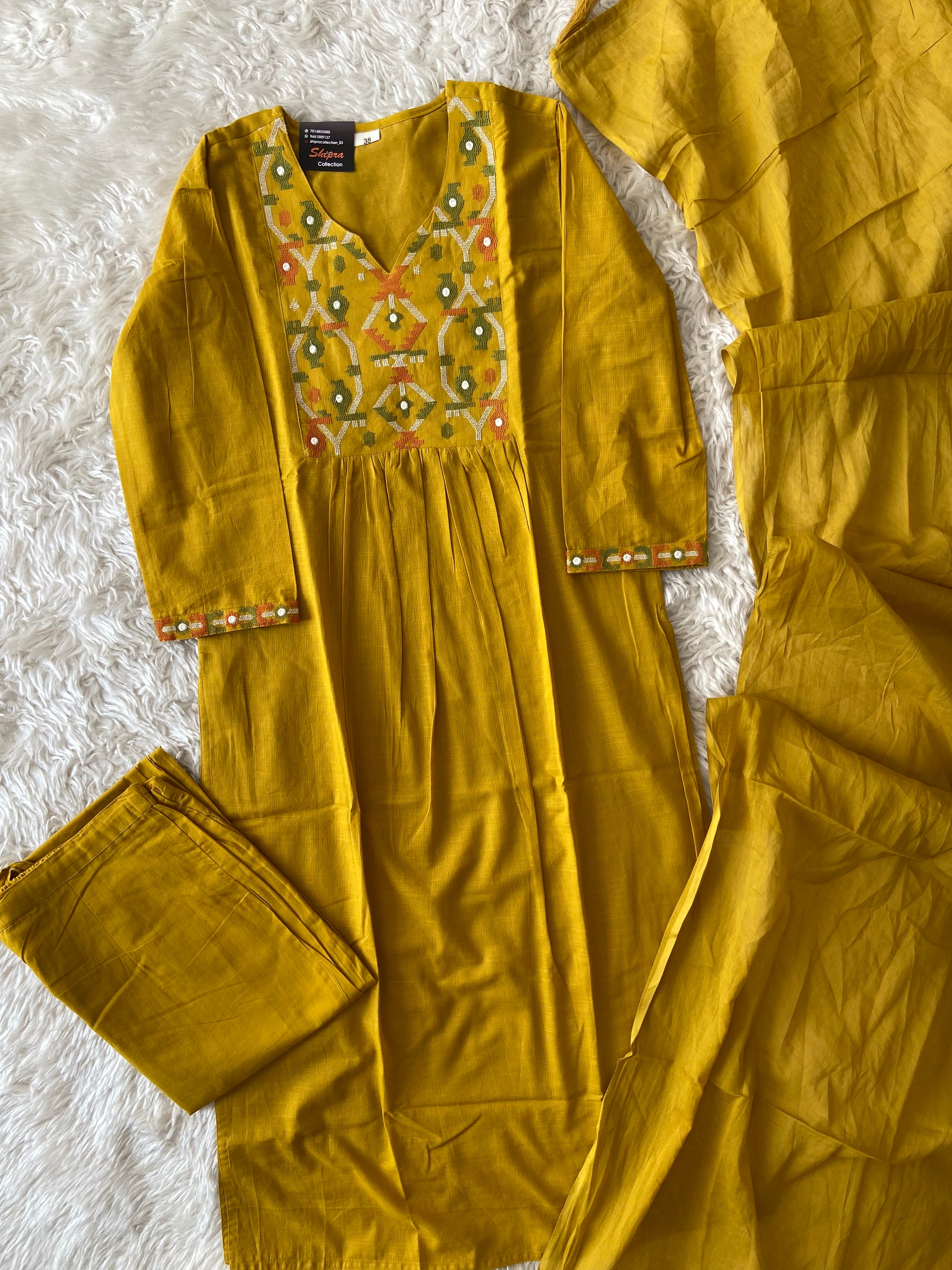 Mul Cotton Kurti Pant Dupatta Set