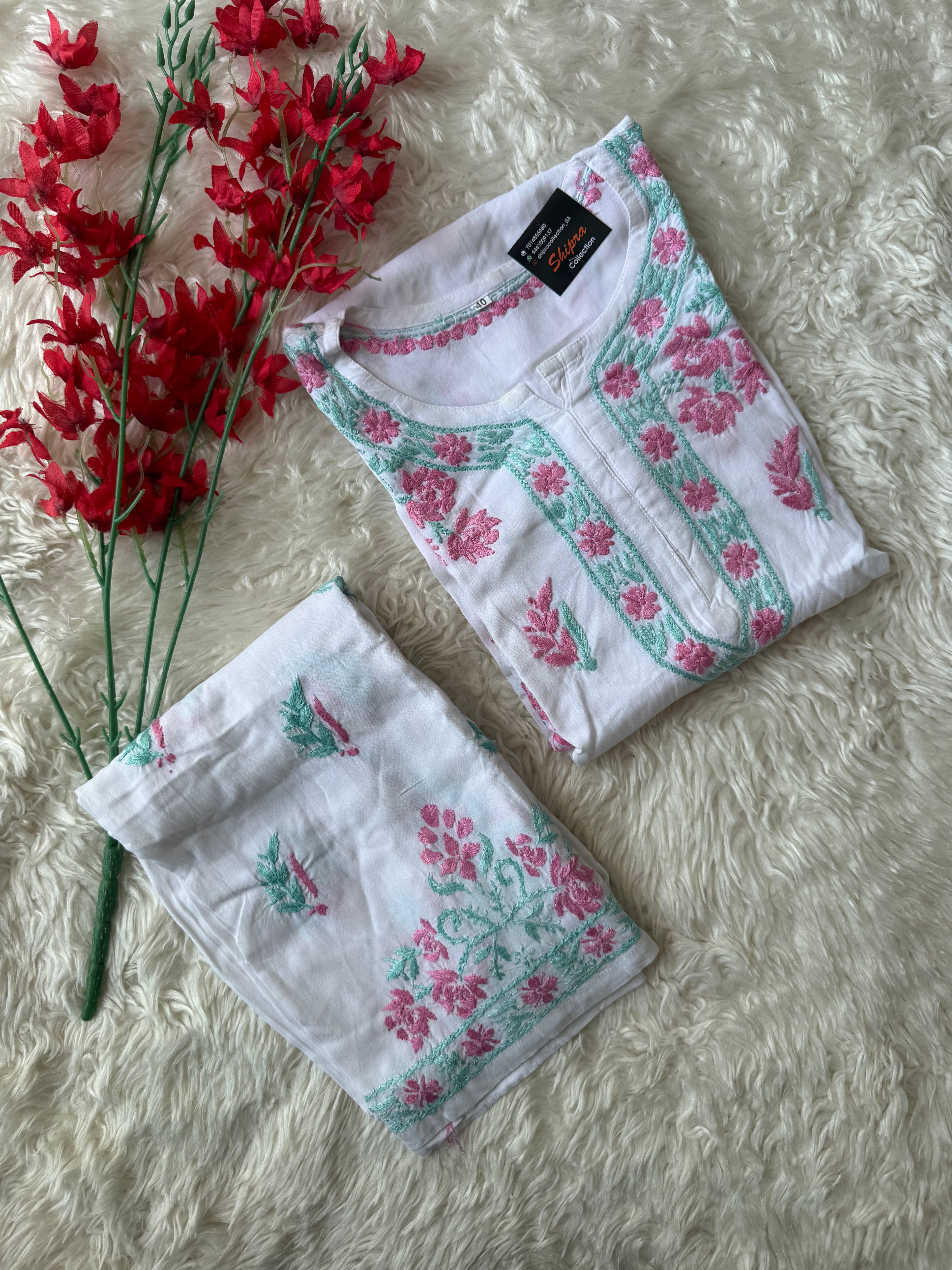 Heavy Rayon Chikankari Kurti Plazo Set