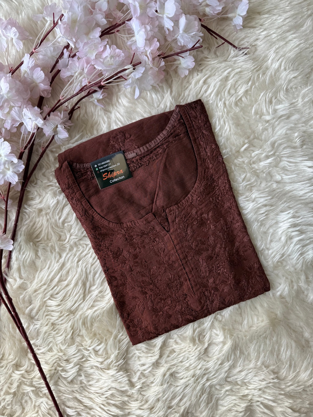 Chanderi Silk Chikankari Short kurti