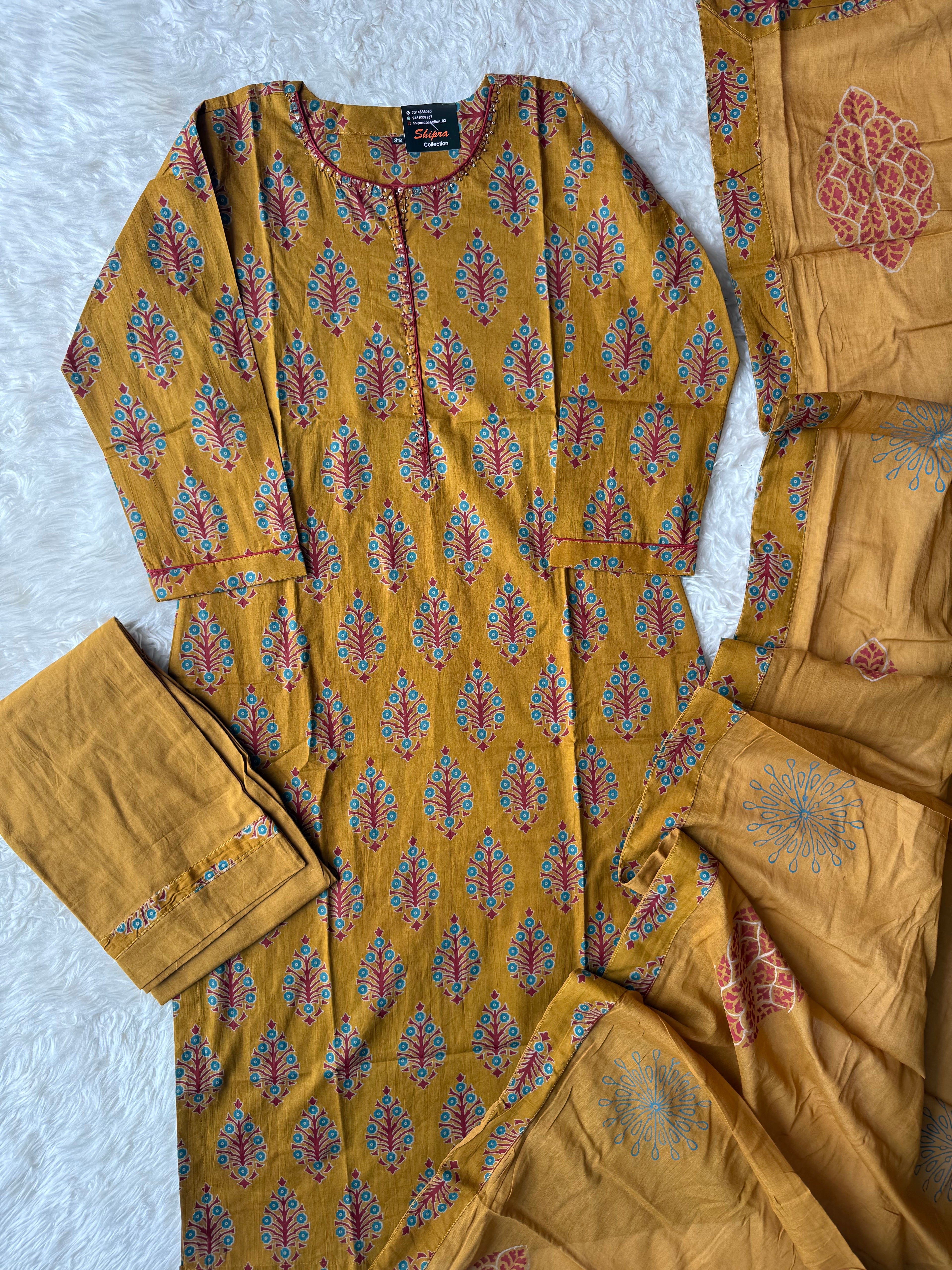 Premium Cotton Kurti Pant Dupatta Set