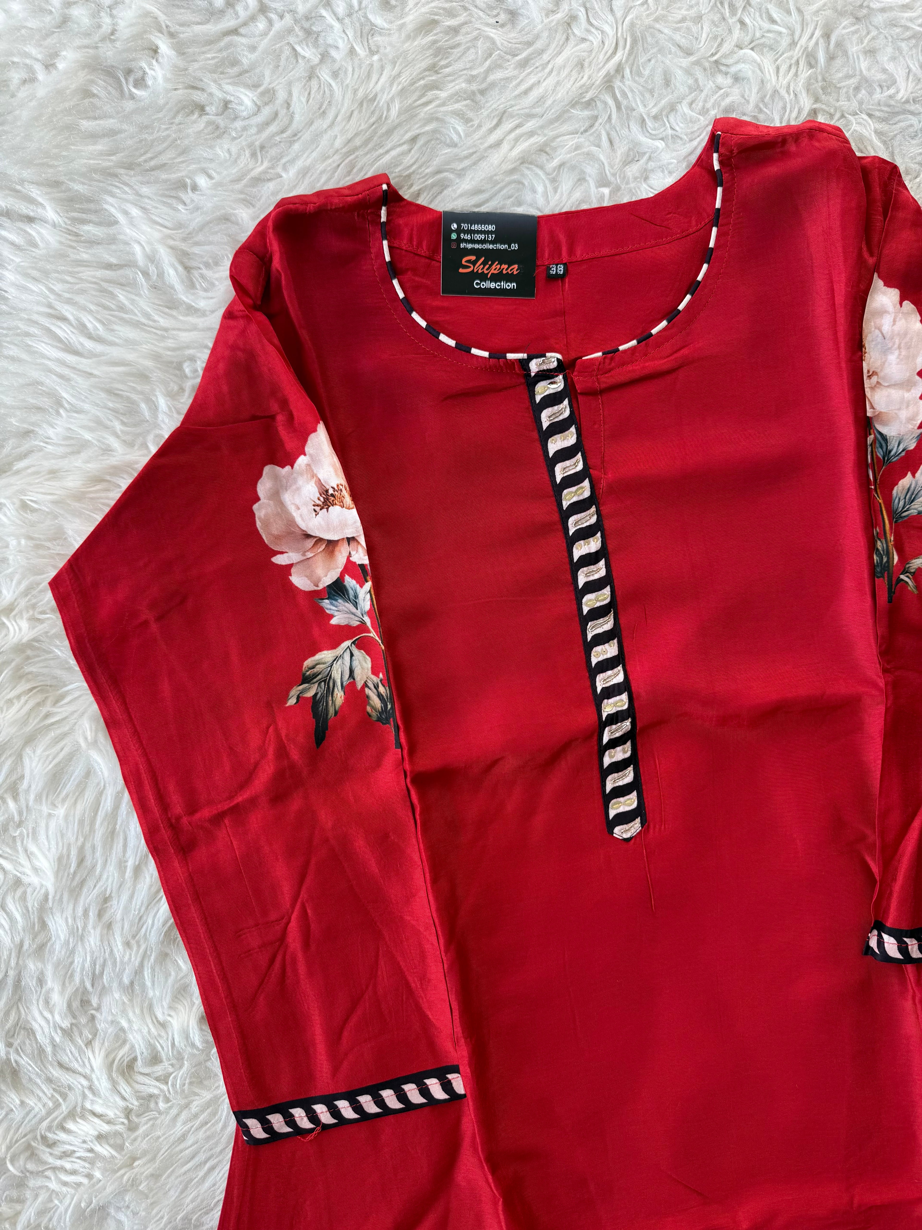“ Plus Size” Russian Silk Kurti Pant Dupatta Set