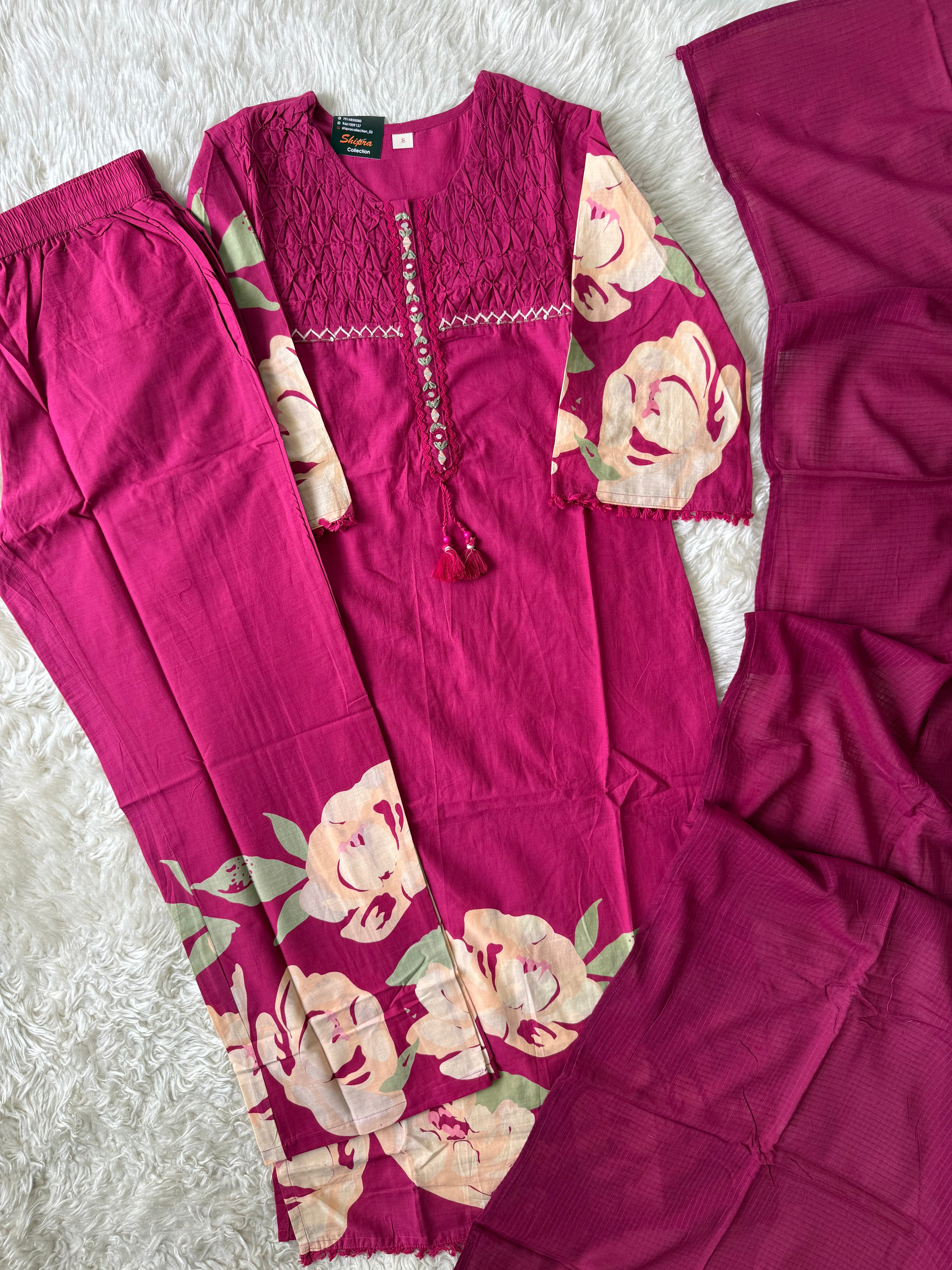 Premium Cotton Kurti Pant Dupatta Set
