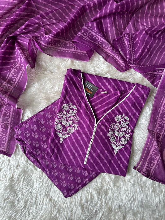 Premium Cotton Kurti Pant Dupatta Set