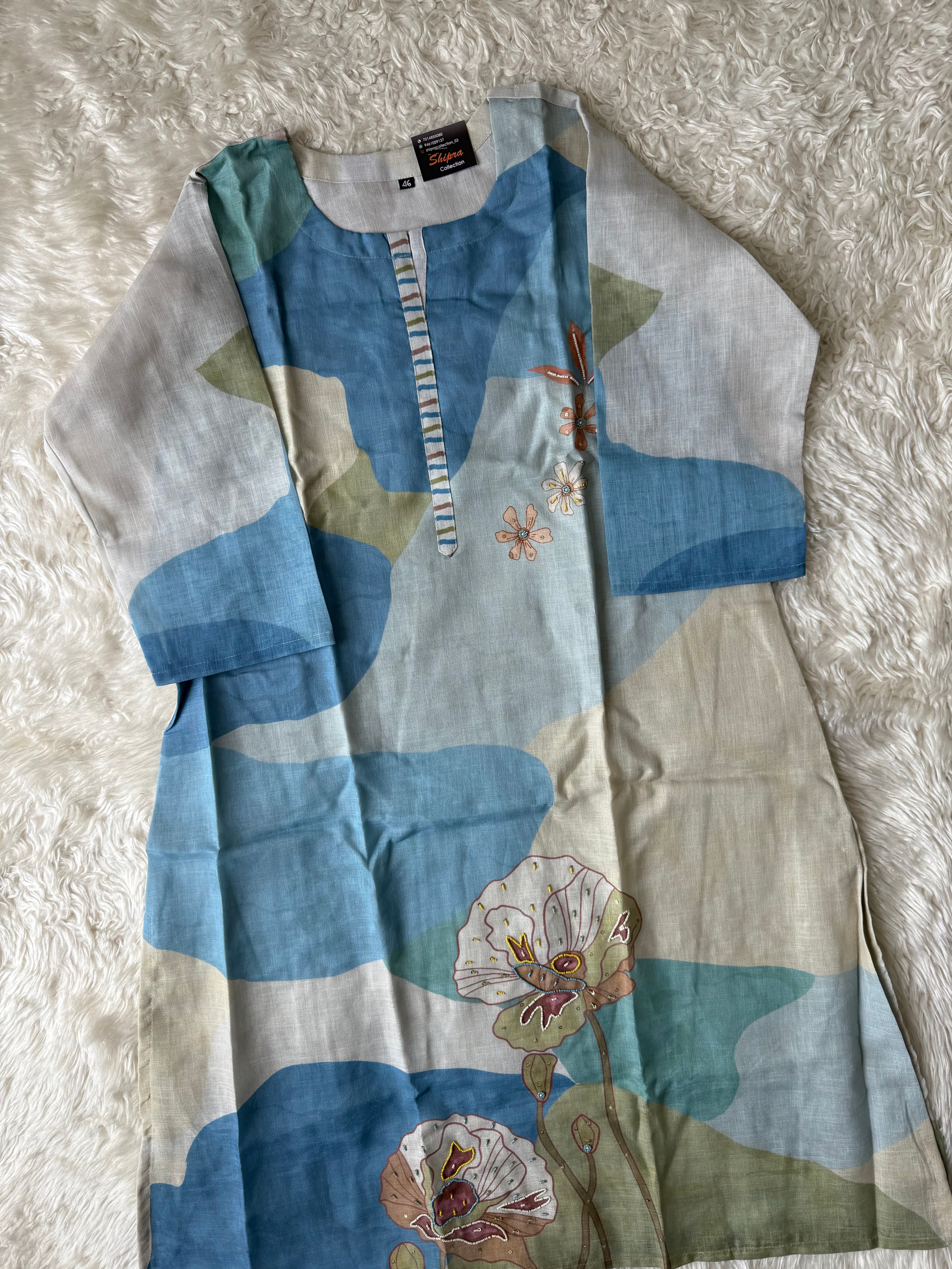 “Plus Size” Linen Kurti Pant Dupatta Set