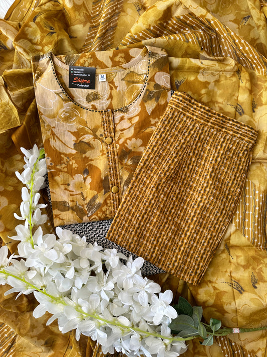 Premium Cotton Kurti Pant Dupatta Set