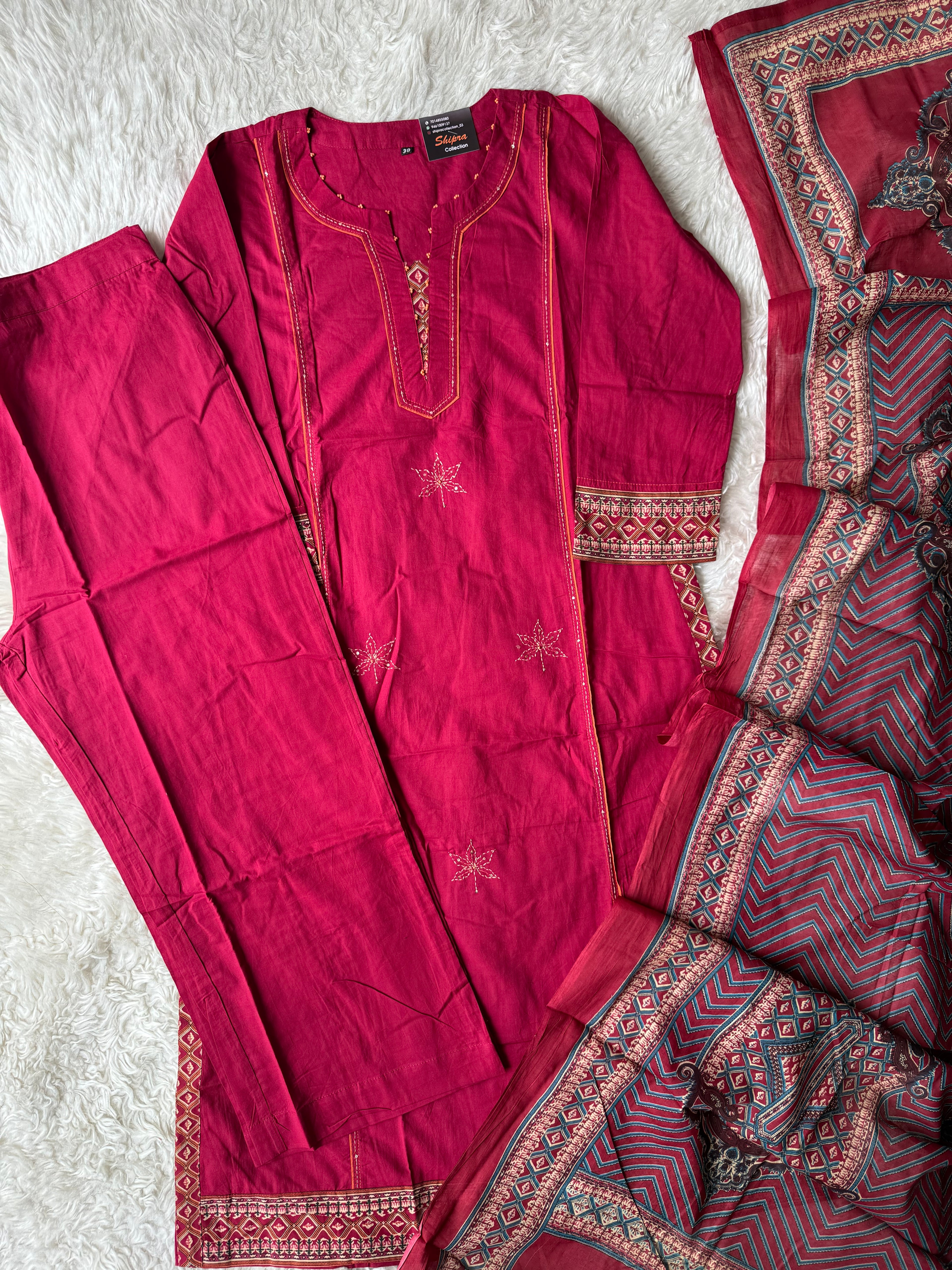 Premium Cotton Kurti Pant Dupatta Set