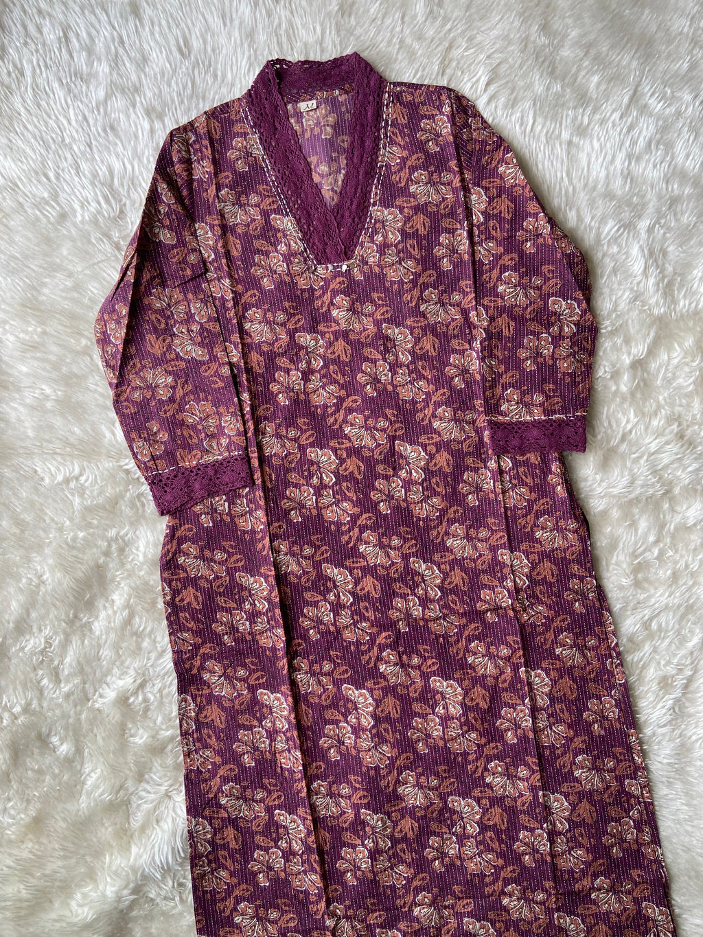 V-Neck Lace Details Kurti