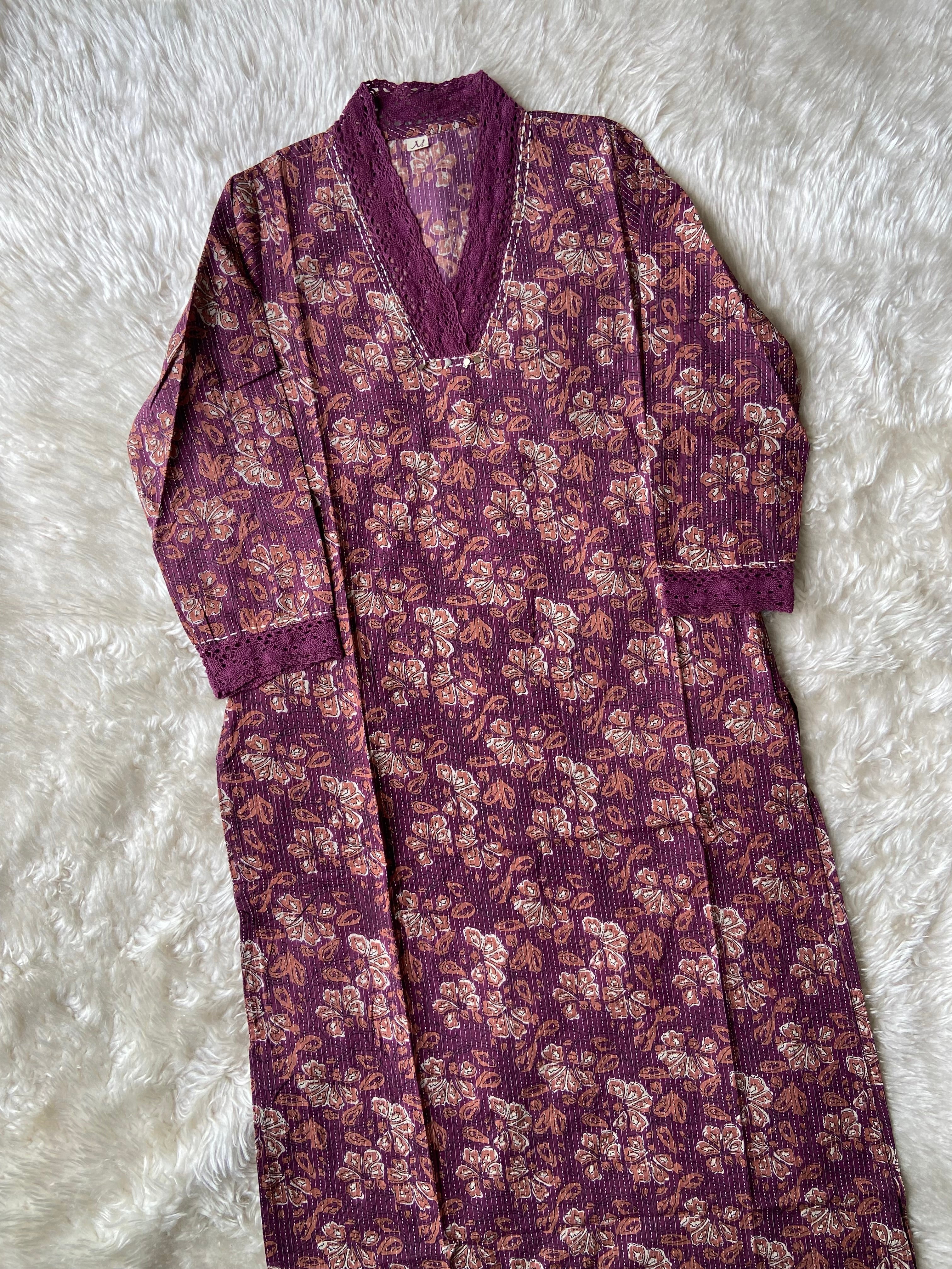V-Neck Lace Details Kurti
