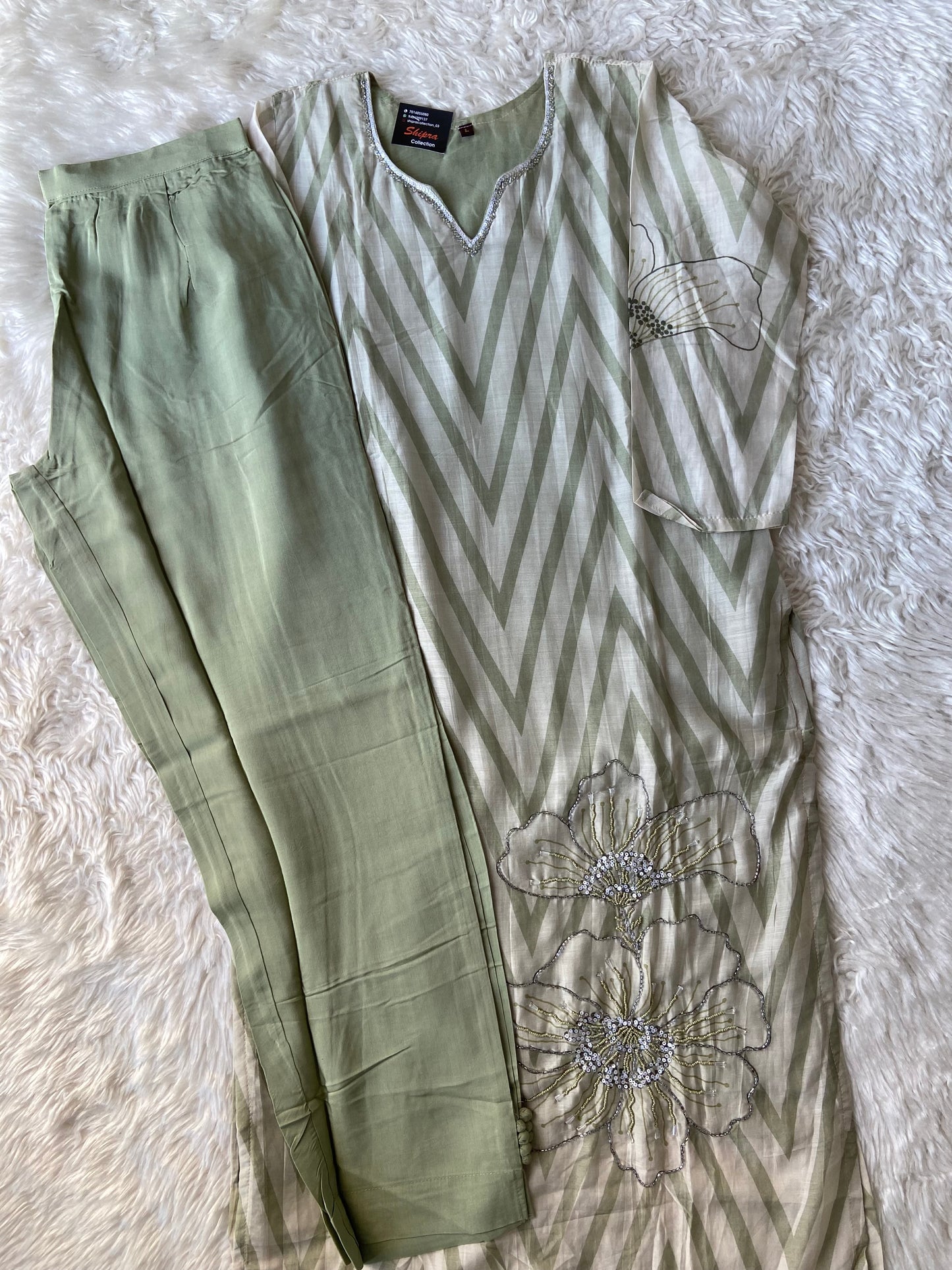 Pure Silk Kurti Pant Dupatta Set
