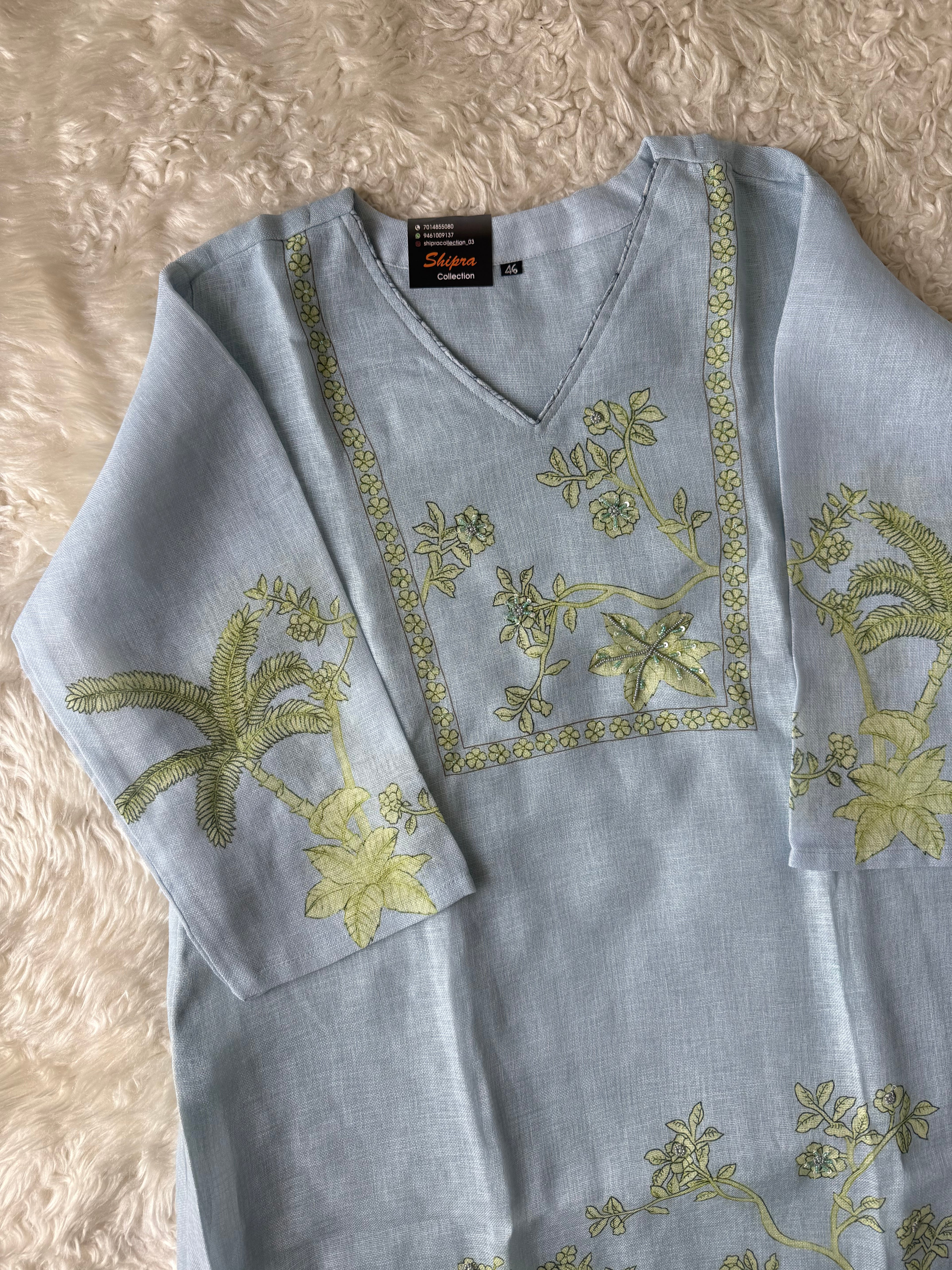 “Plus Size” Linen Kurti Pant Dupatta Set