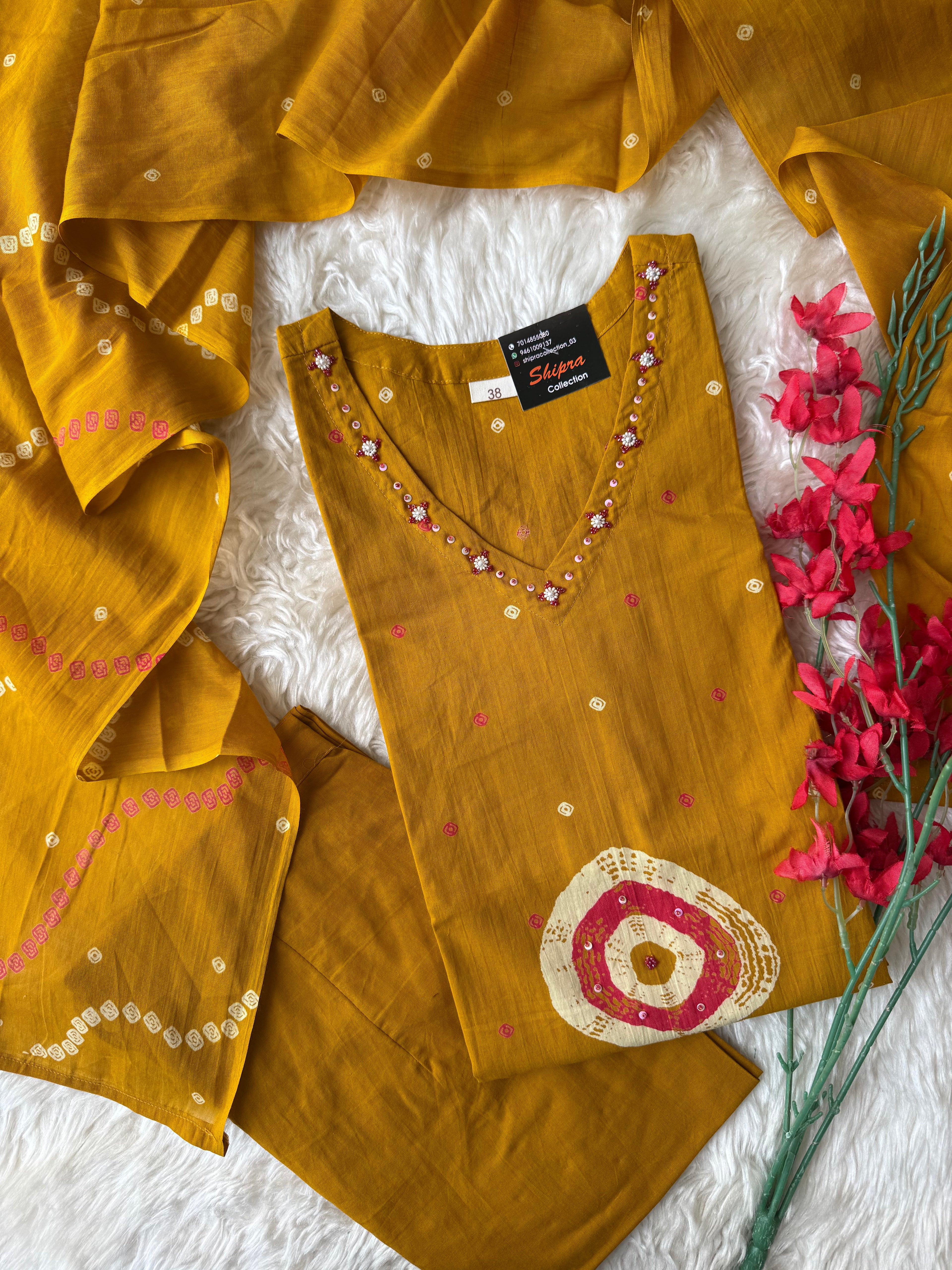 Premium Cotton Kurti Pant Dupatta Set