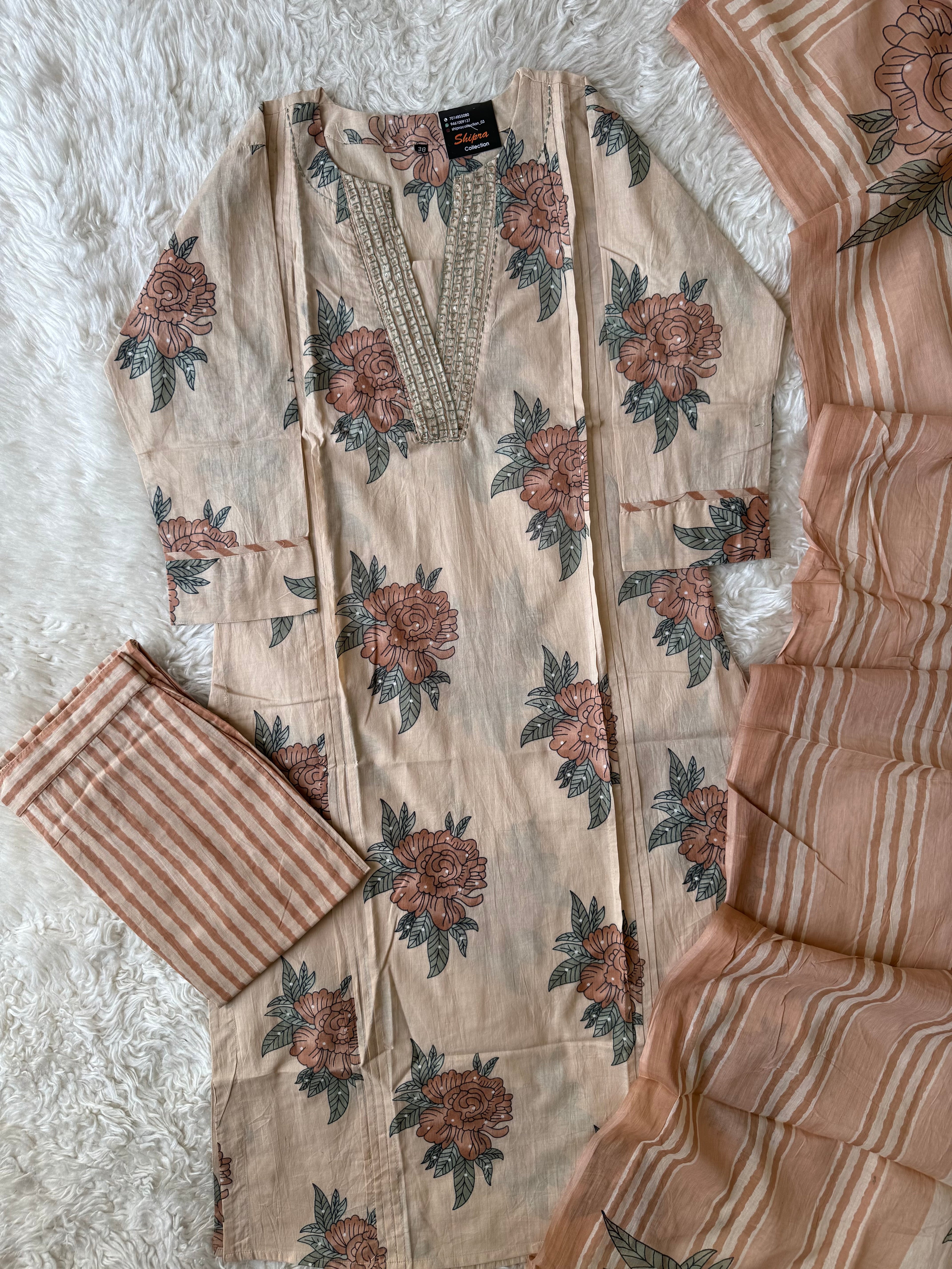 Premium Cotton Kurti Pant Dupatta Set