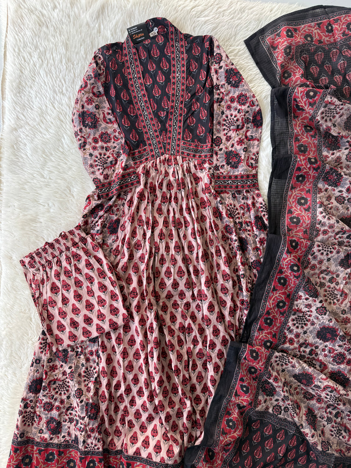 Premium Cotton Flare Kurti Pant Dupatta Set